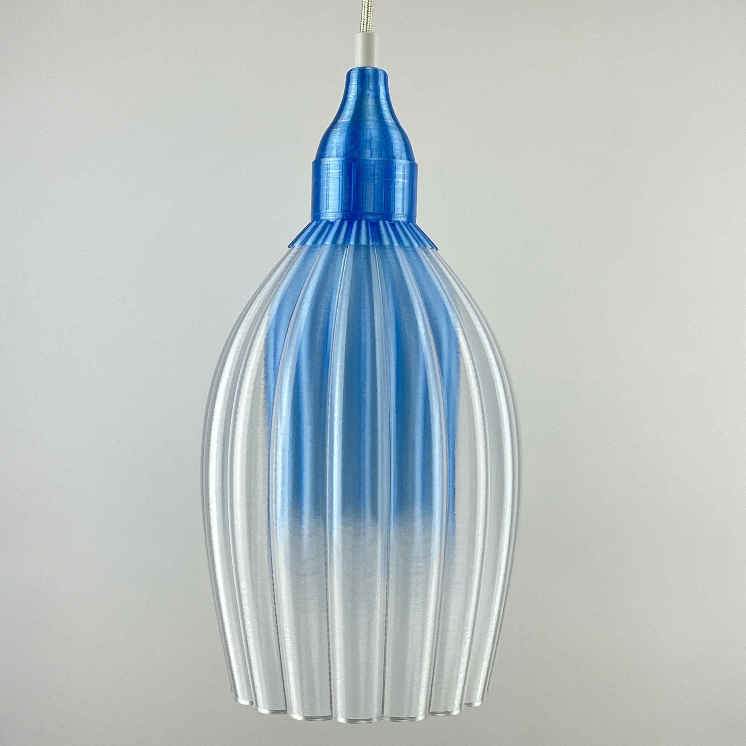 Art Deco Tulp pendant – blue colored clear transparent