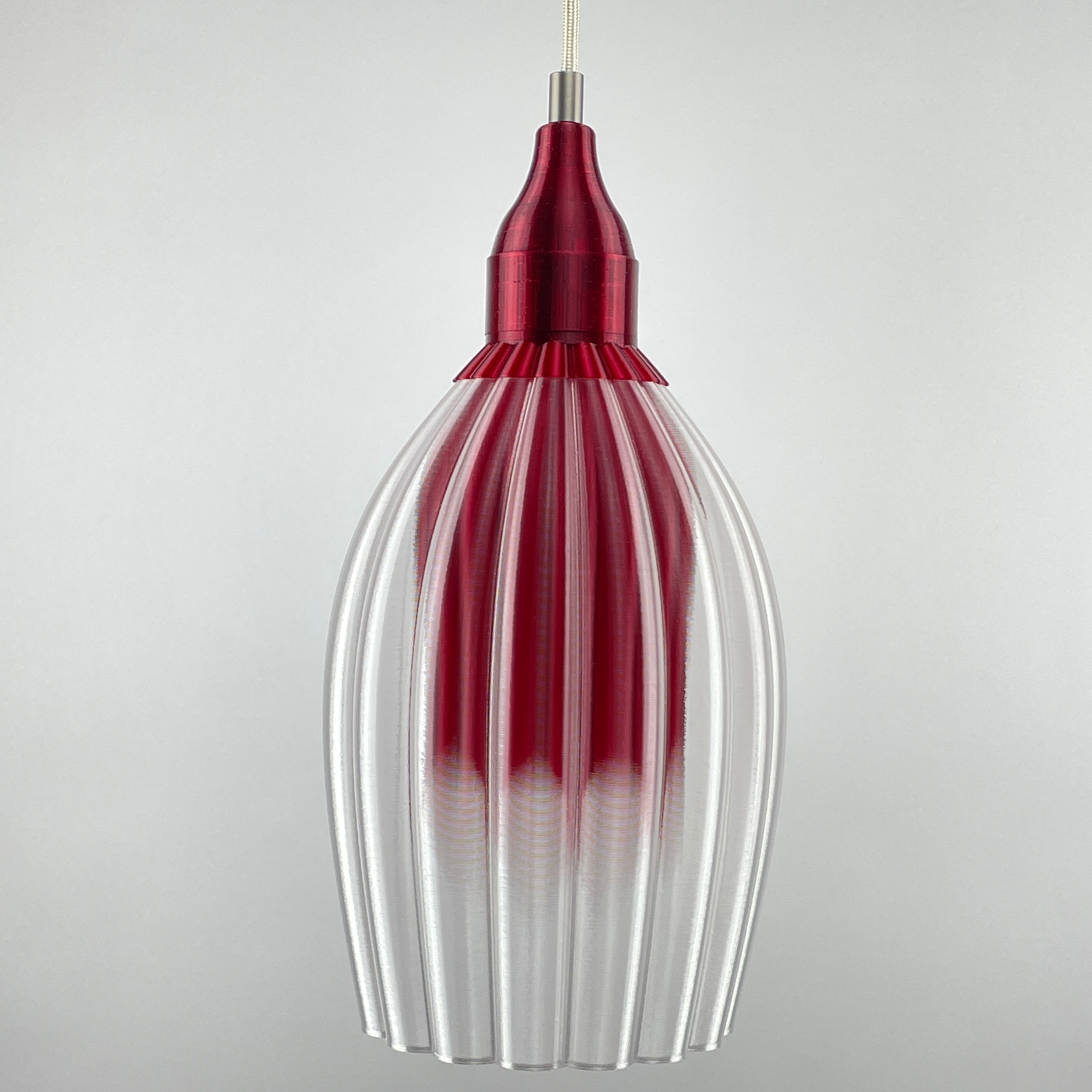 Art Deco Tulp pendant – burgundy colored clear transparent