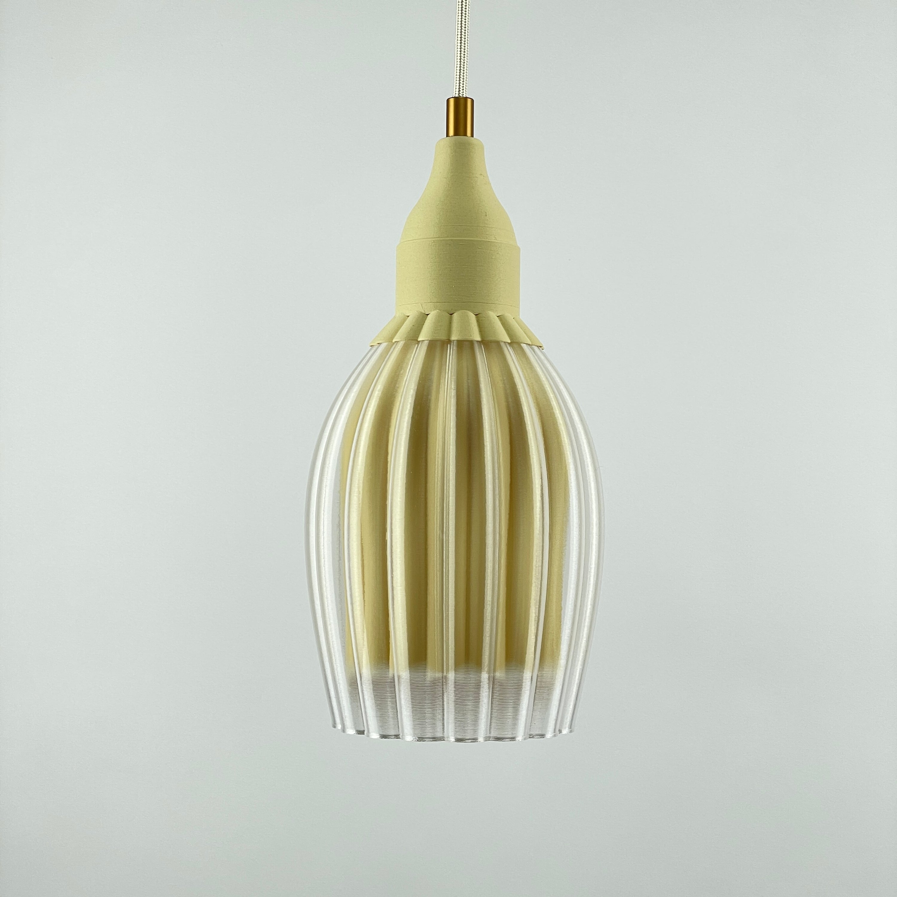 Art Deco Tulp pendant – ceramic beige colored clear transparent
