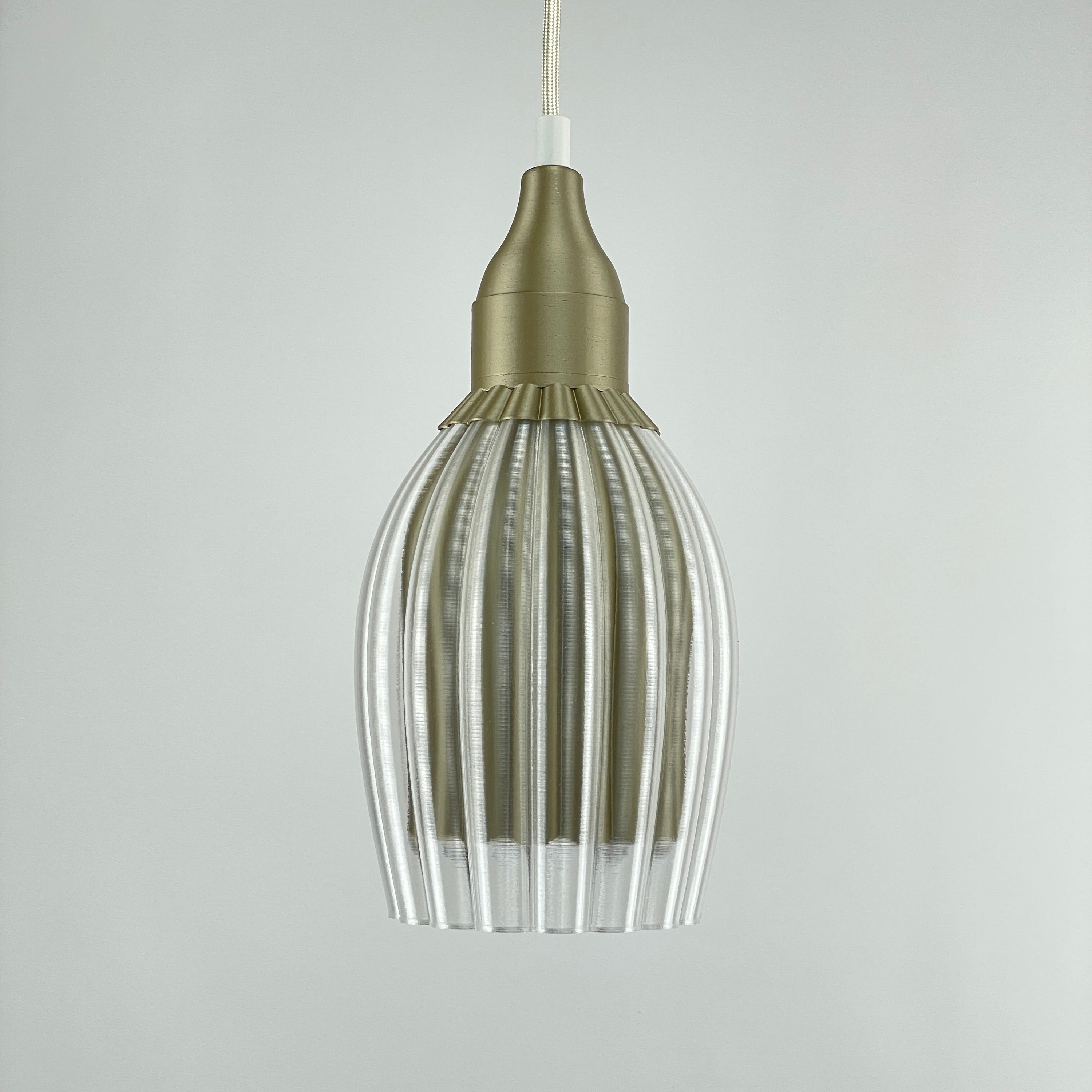 Art Deco Tulp pendant – gold metallic colored clear transparent