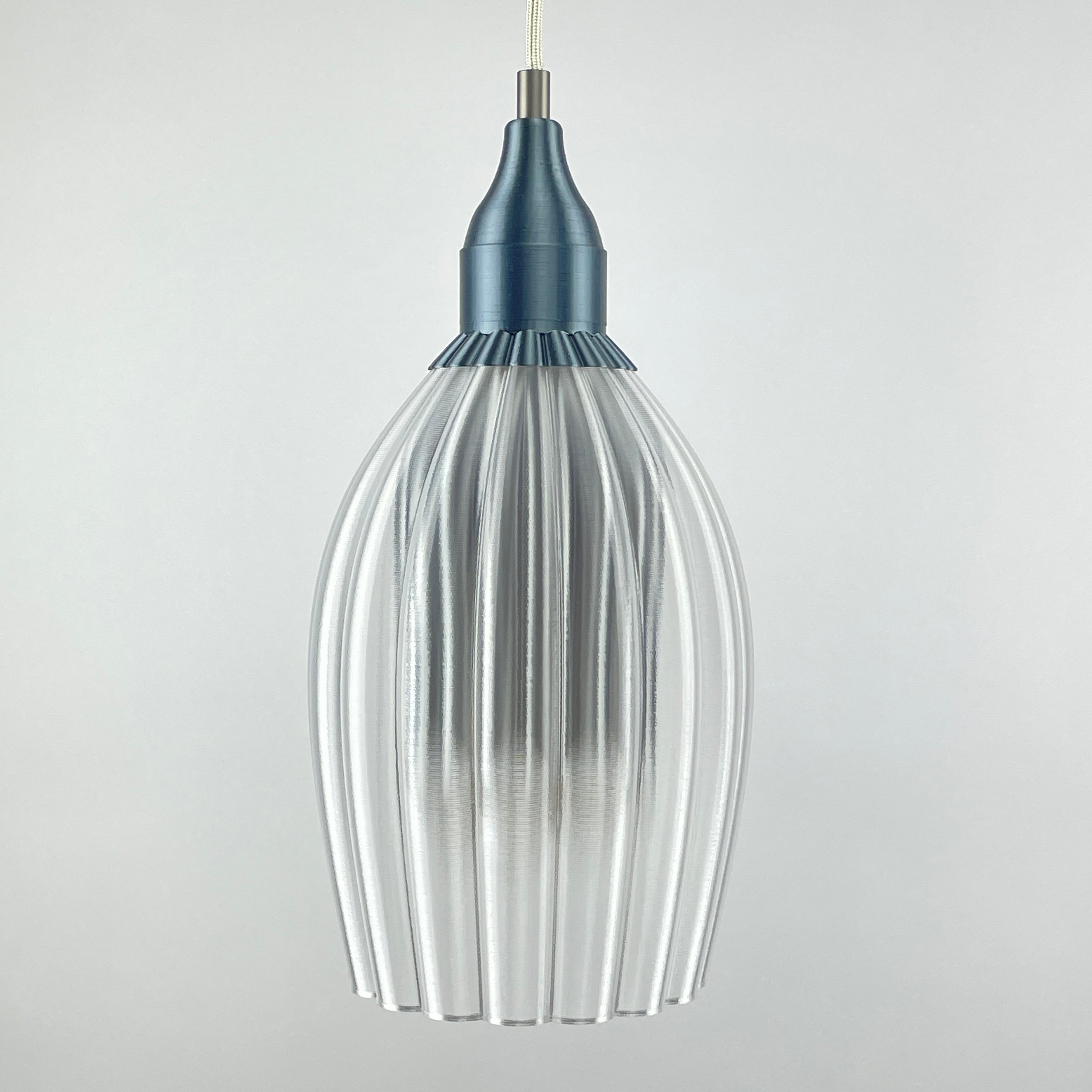 Art Deco Tulp pendant – gray metallic colored clear transparent