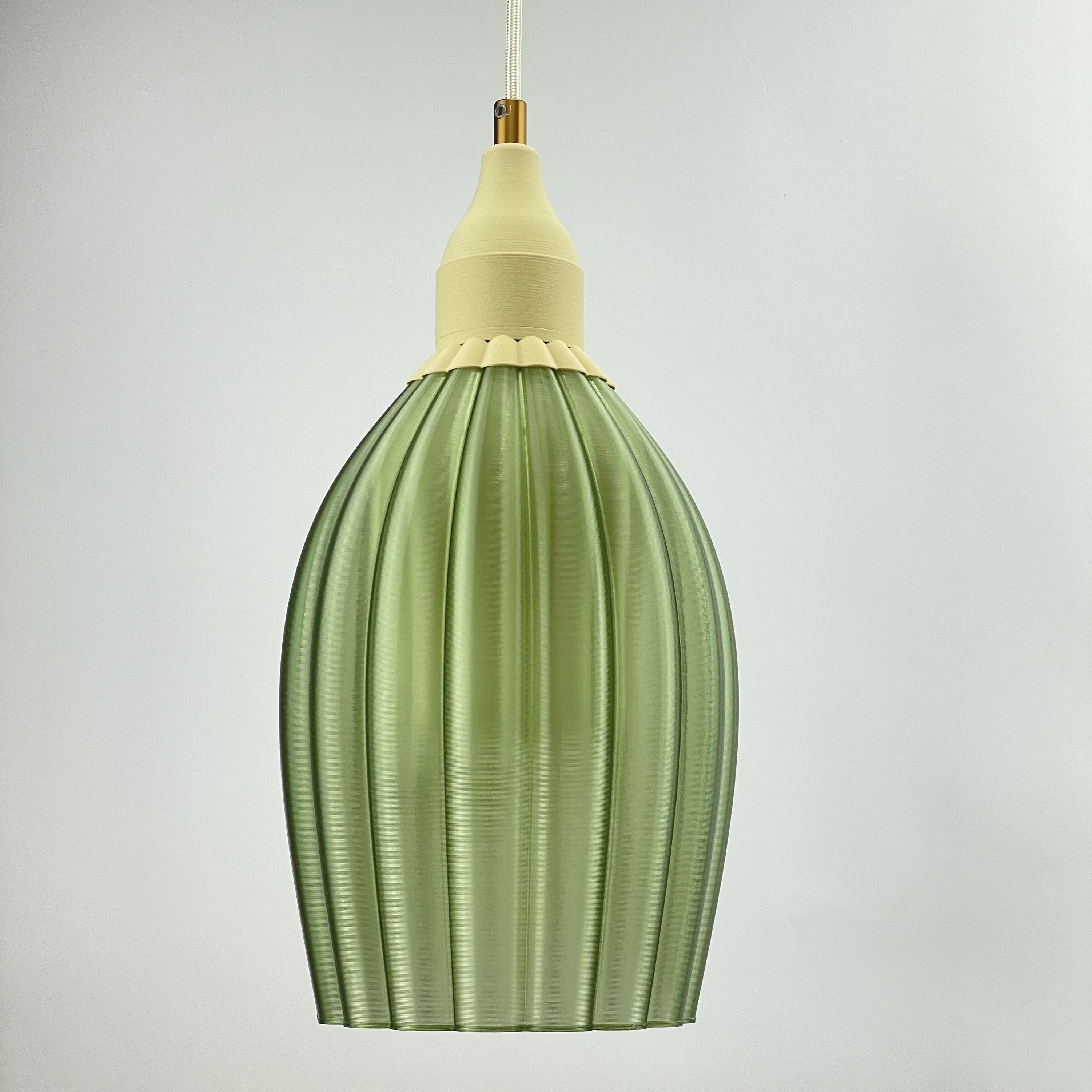 Art Deco Tulp pendant – green colored transparent
