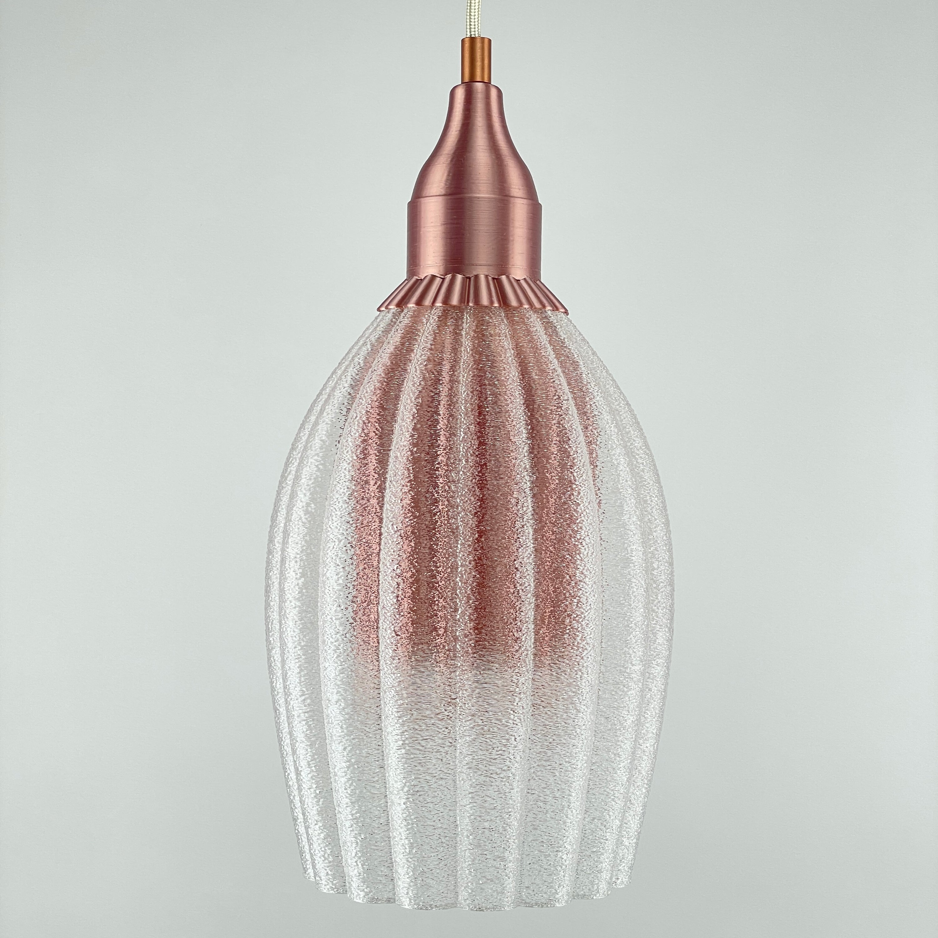 Art Deco Tulp pendant – rose gold metallic colored clear transparent