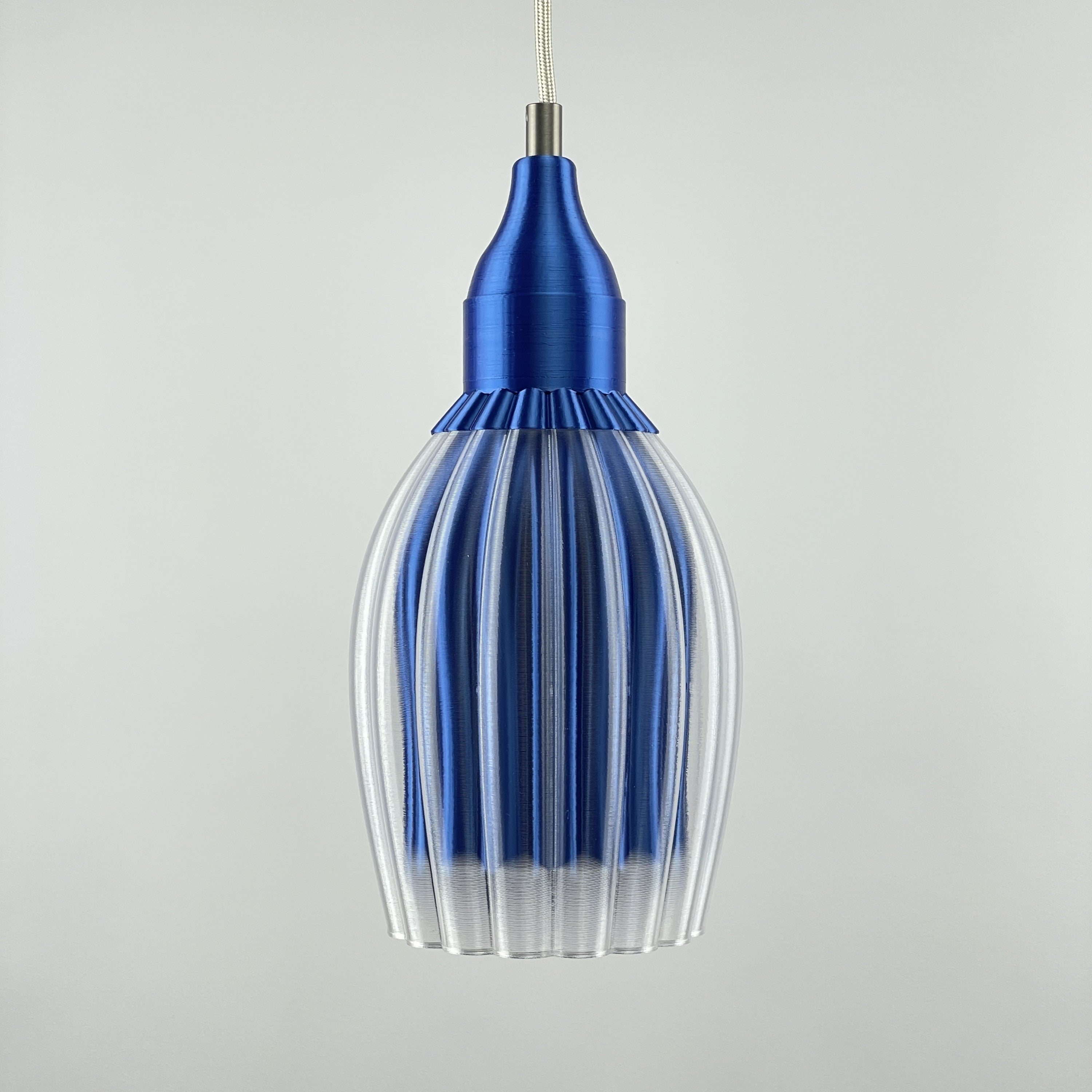 Art Deco Tulp pendant – royal blue metallic colored clear transparent