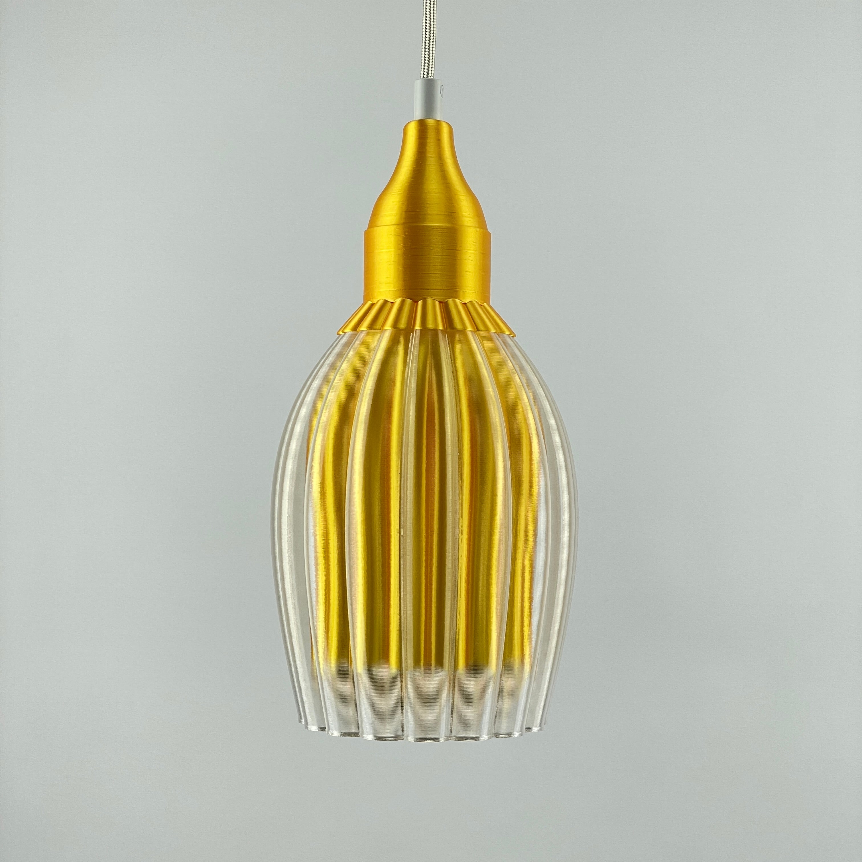 Art Deco Tulp pendant – yellow metallic colored clear transparent