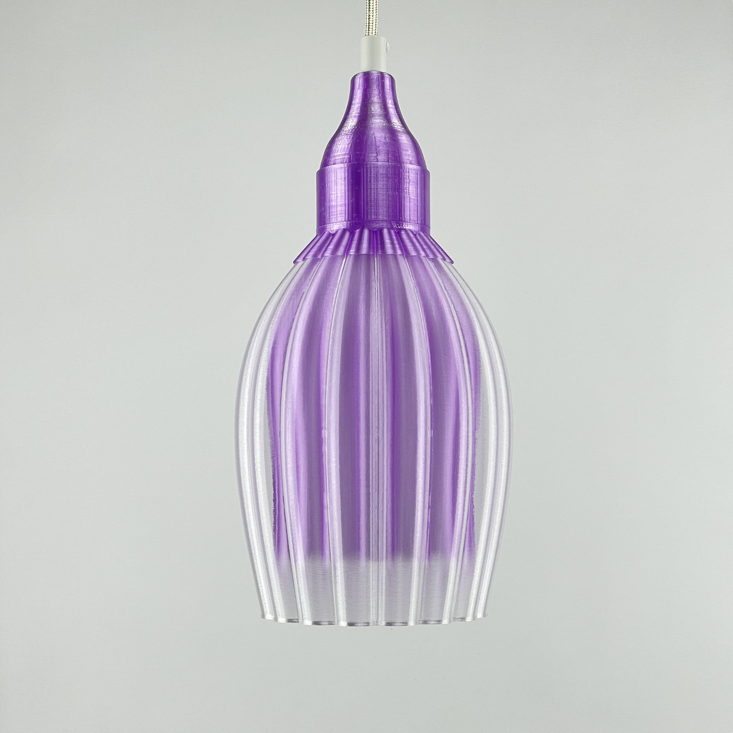 Art Deco Tulp pendant – purple metallic colored clear transparent
