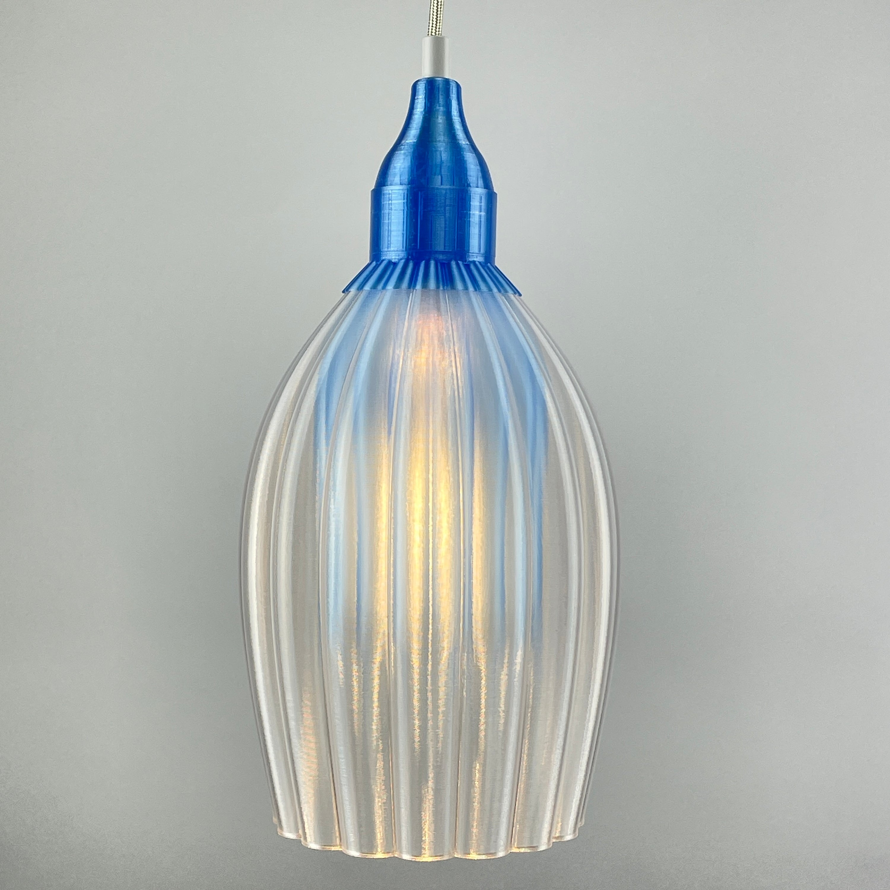 Art Deco Tulp pendant – blue colored clear transparent