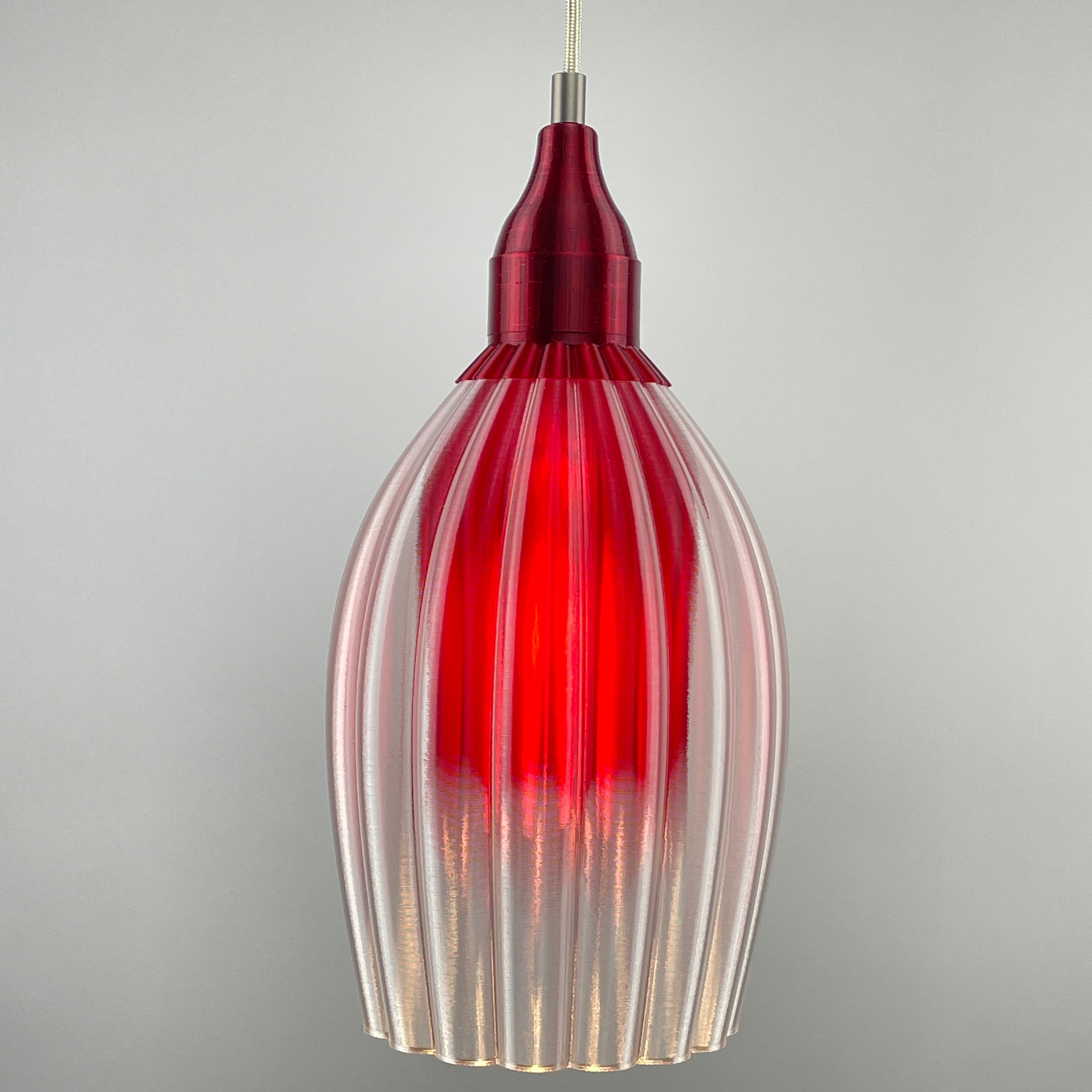 Art Deco Tulp pendant – burgundy colored clear transparent