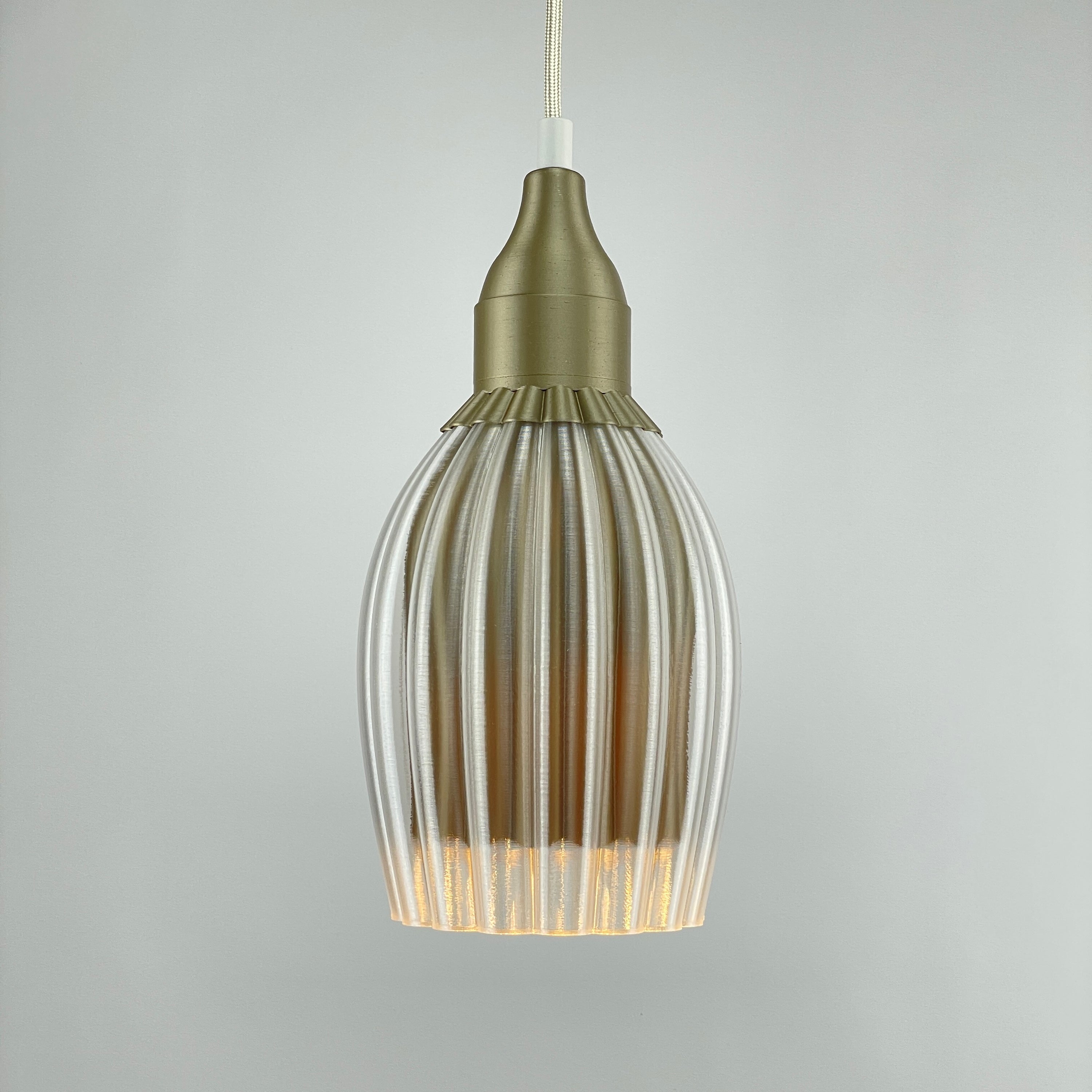 Art Deco Tulp pendant – gold metallic colored clear transparent