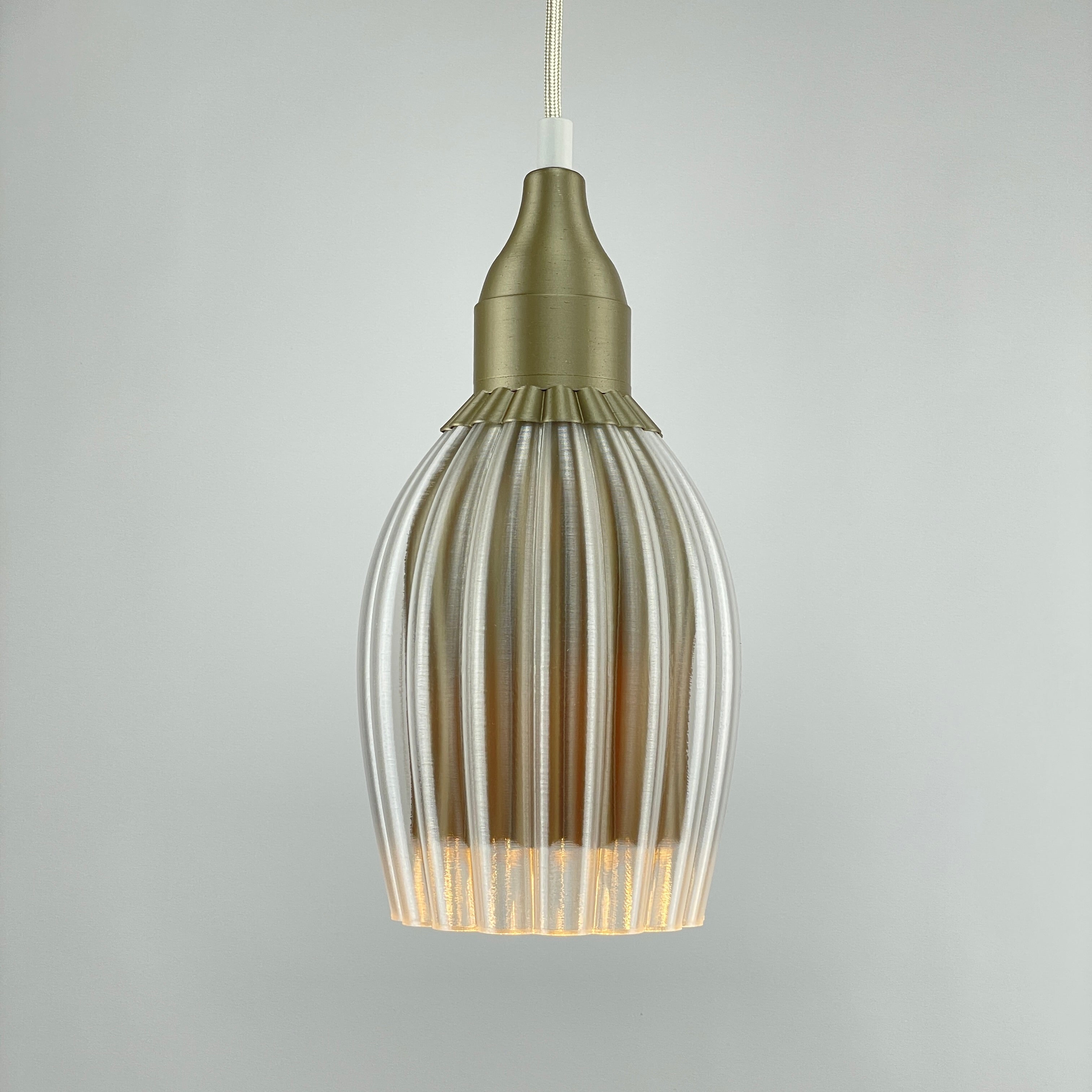 Art Deco Tulp pendant – gold metallic colored clear transparent