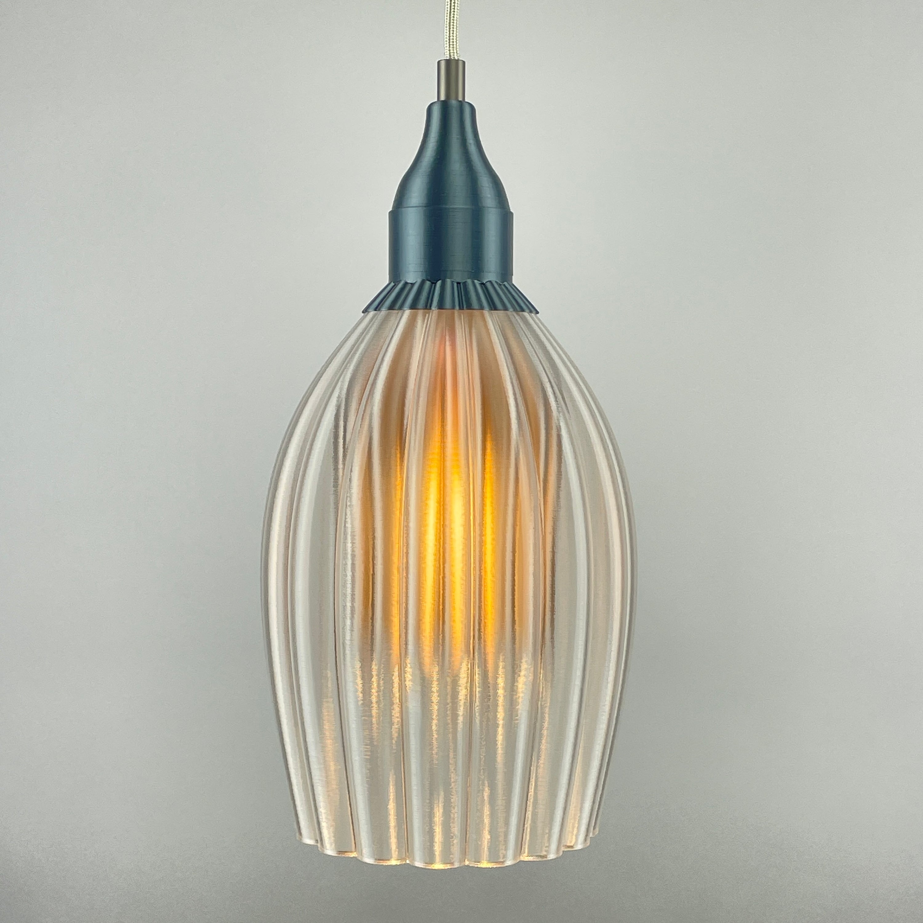 Art Deco Tulp pendant – gray metallic colored clear transparent