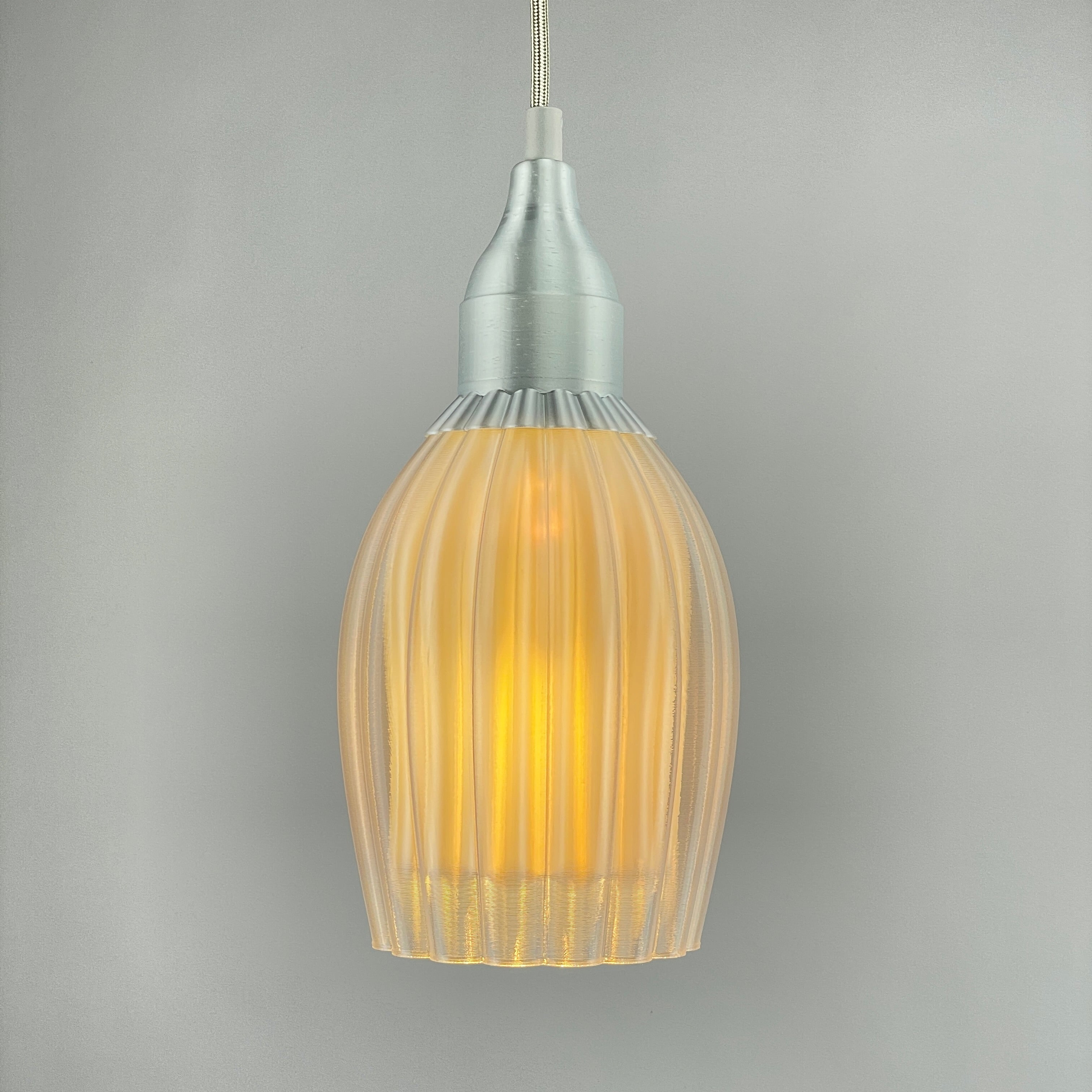 Art Deco Tulp pendant – pearl-white colored clear transparent