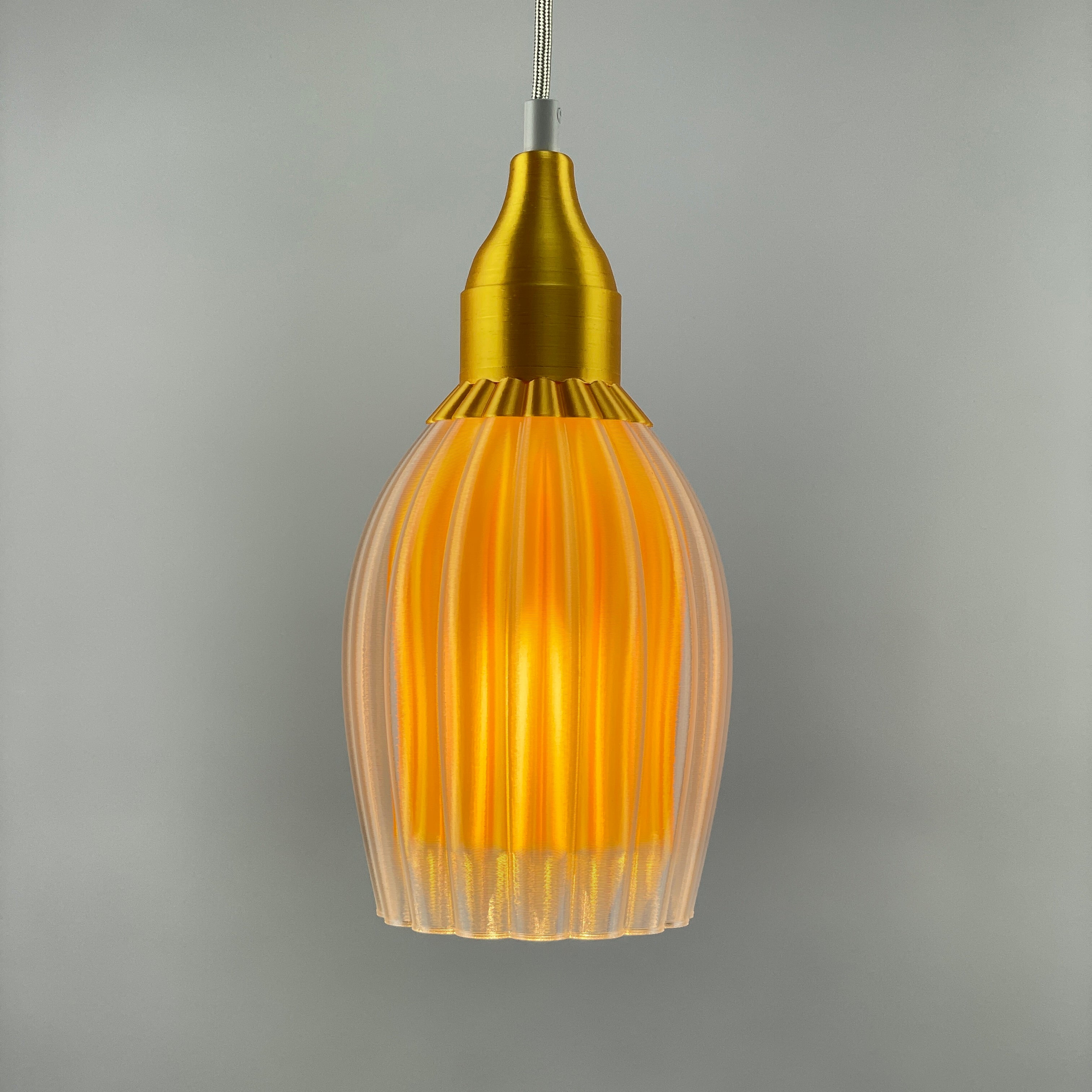 Art Deco Tulp pendant – yellow metallic colored clear transparent