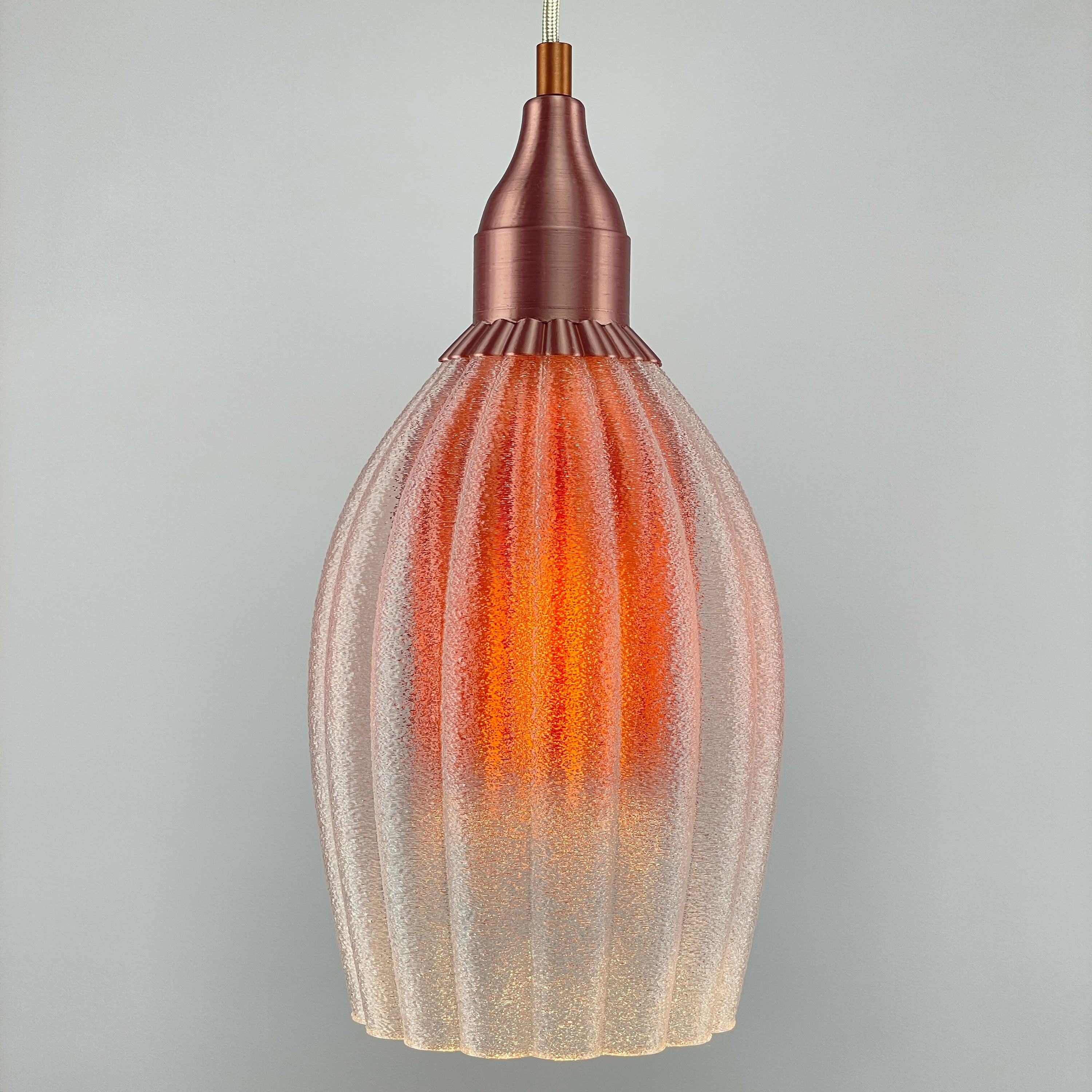 Art Deco Tulp pendant – rose gold metallic colored clear transparent