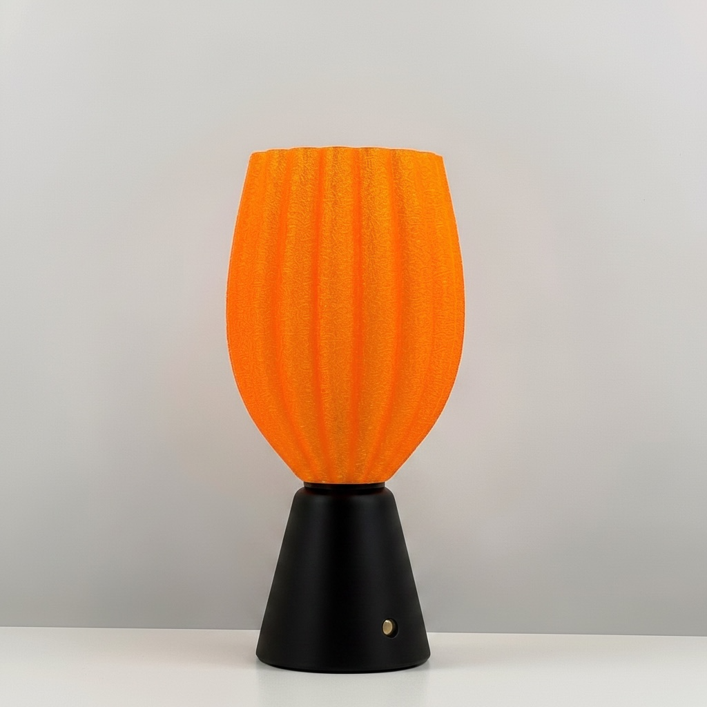 KuvaLight_Rechargeable_Tulp_Light_Orange_Frosted_Black_wood_Base_OFF