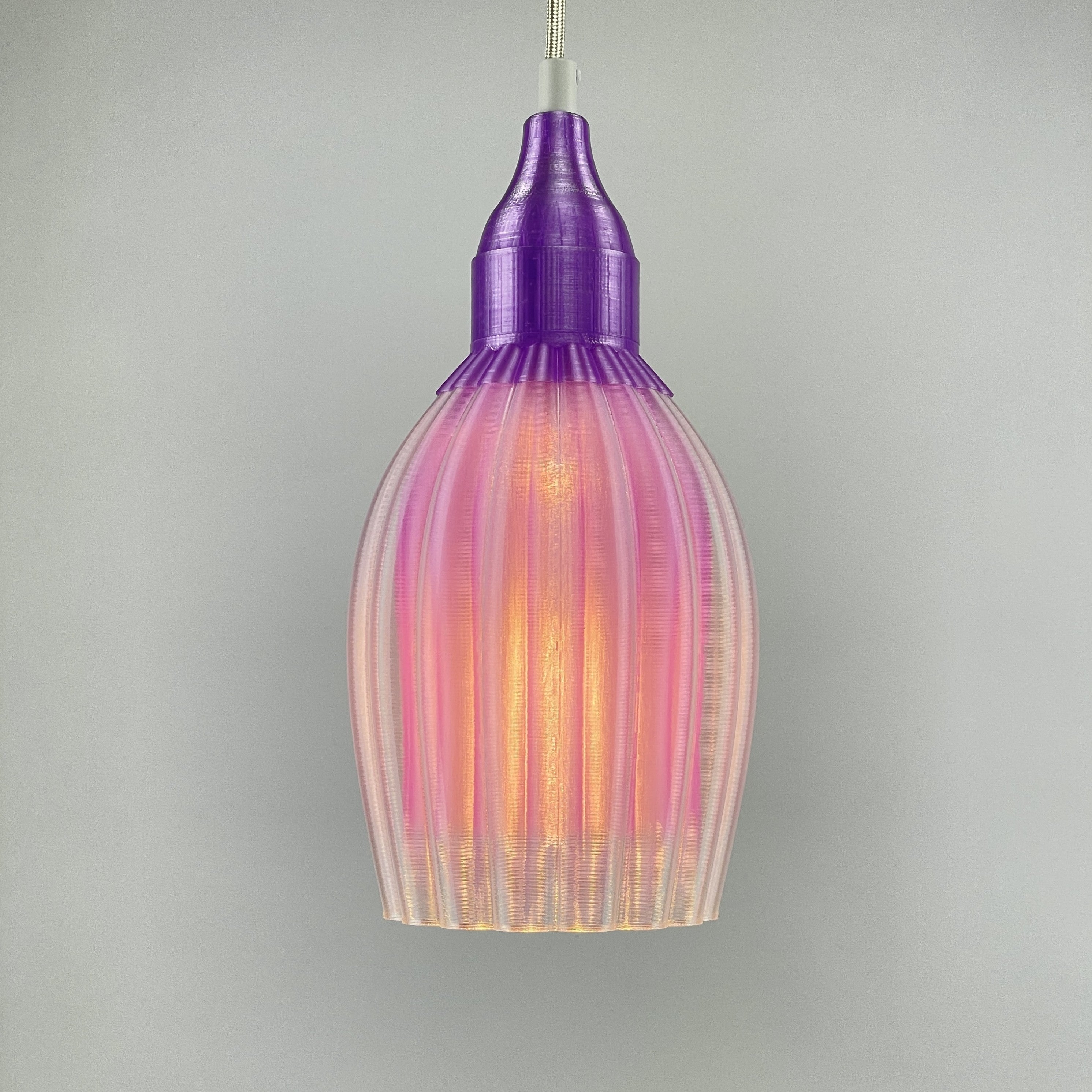 Art Deco Tulp pendant – purple metallic colored clear transparent
