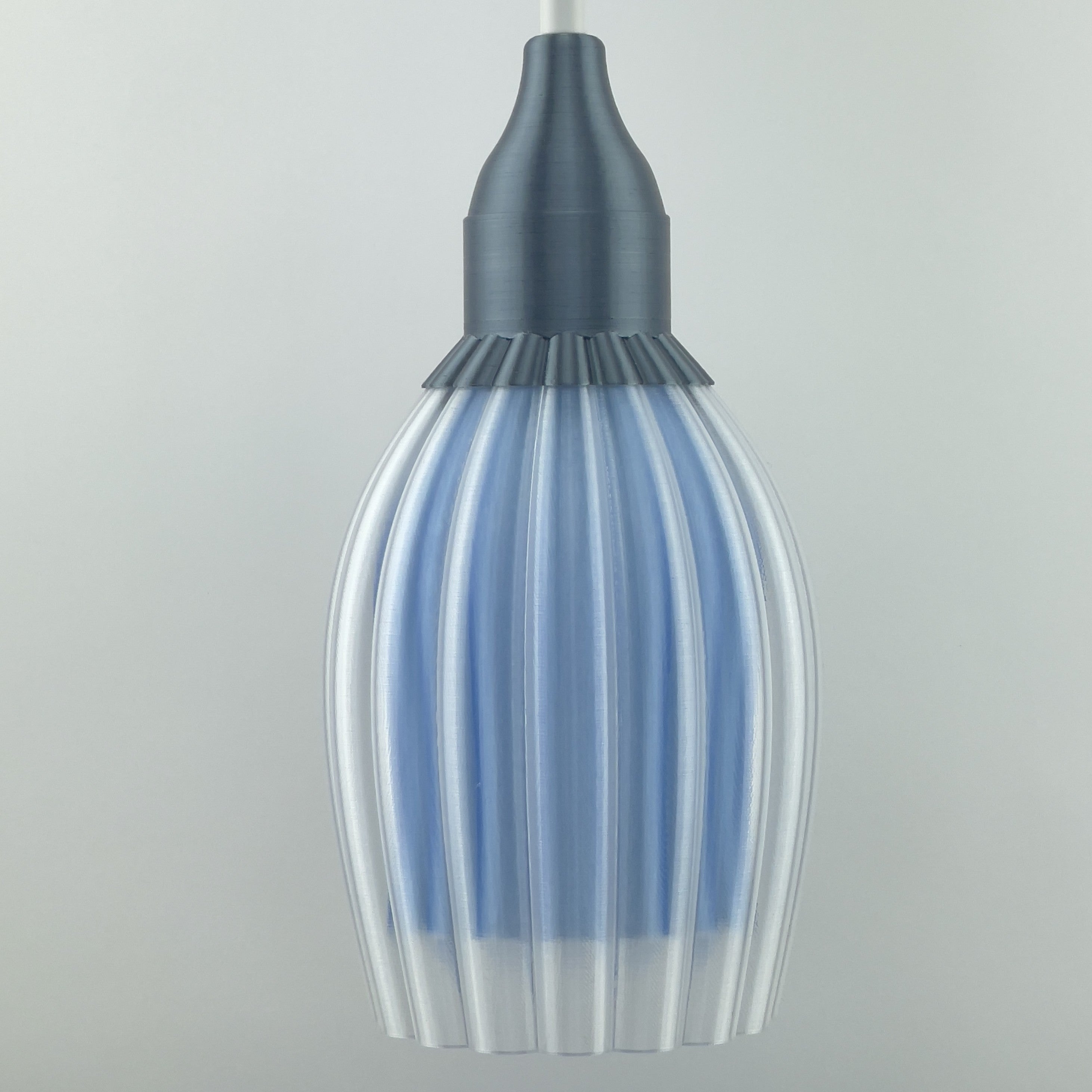 Art Deco Tulp pendant – blue colored clear transparent