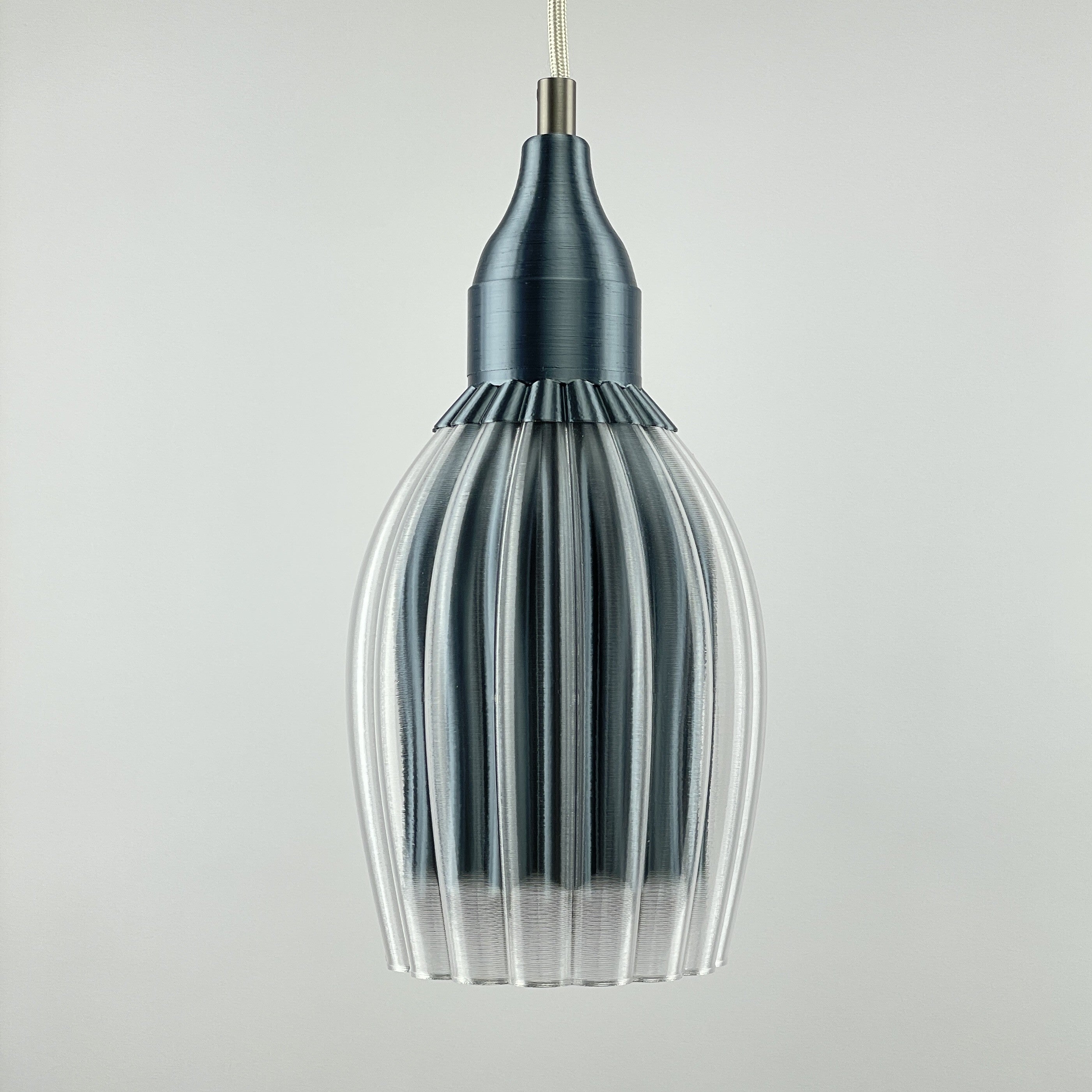 Art Deco Tulp pendant – gray metallic colored clear transparent