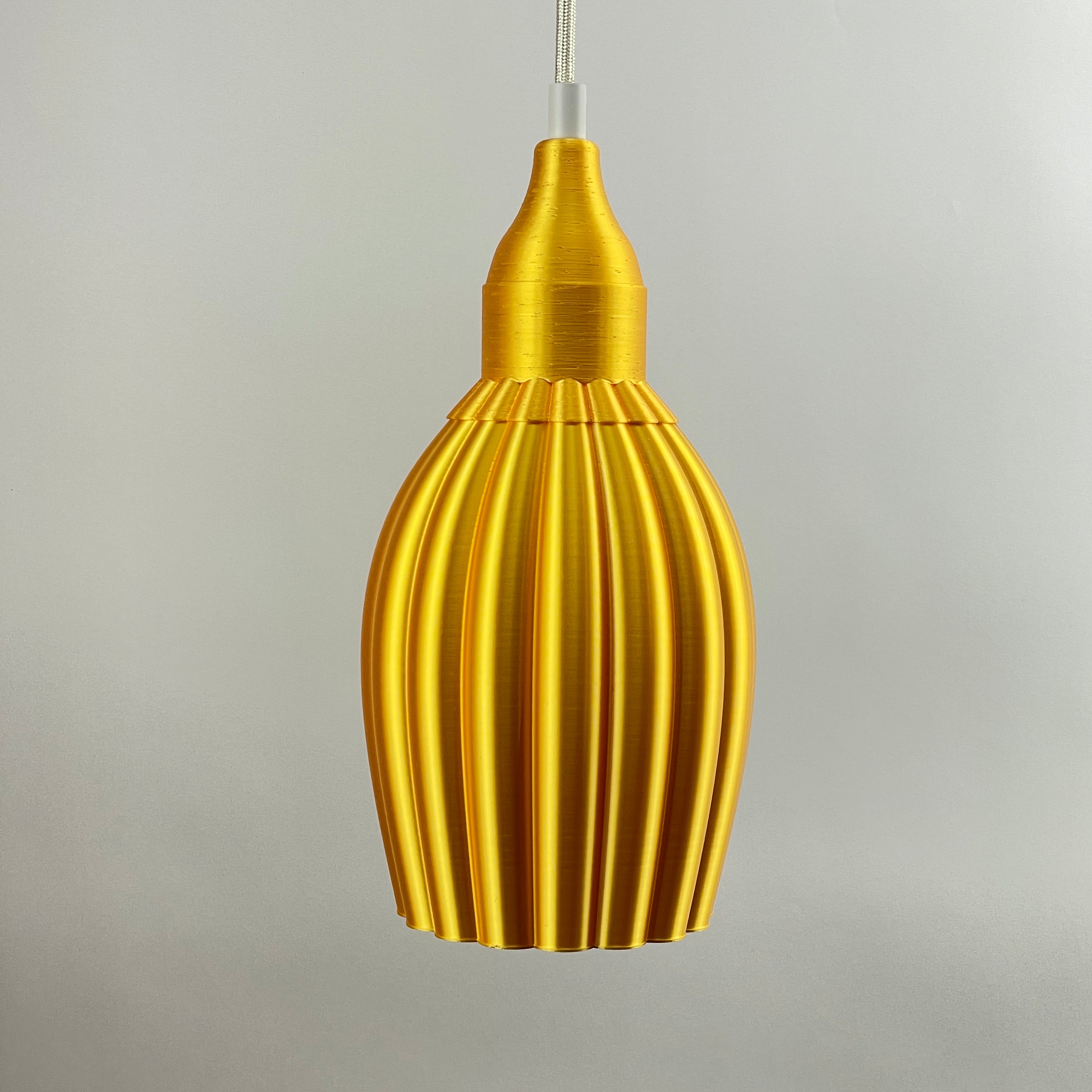 Art Deco Tulp pendant – yellow metallic solid