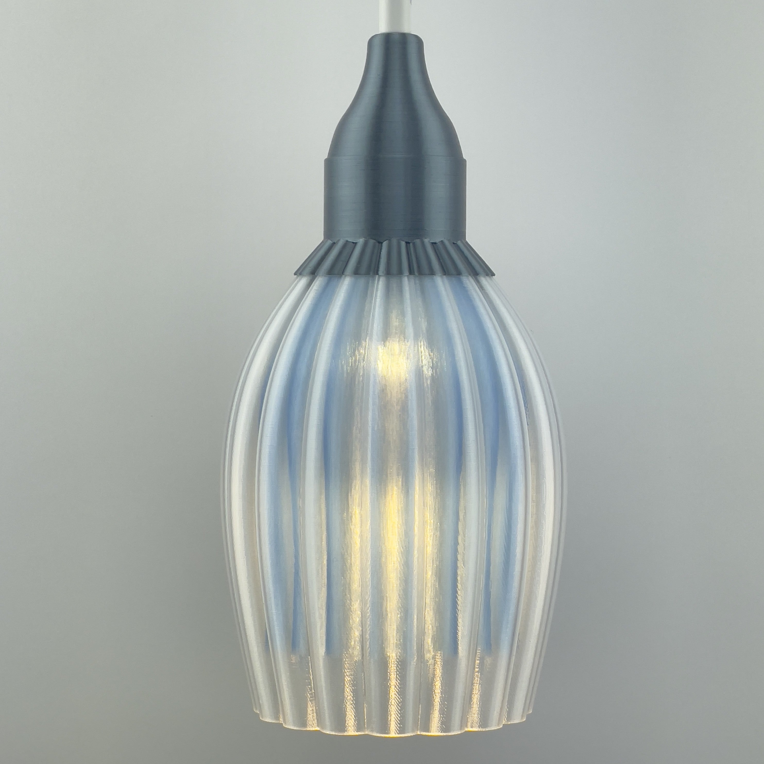 Art Deco Tulp pendant – blue colored clear transparent