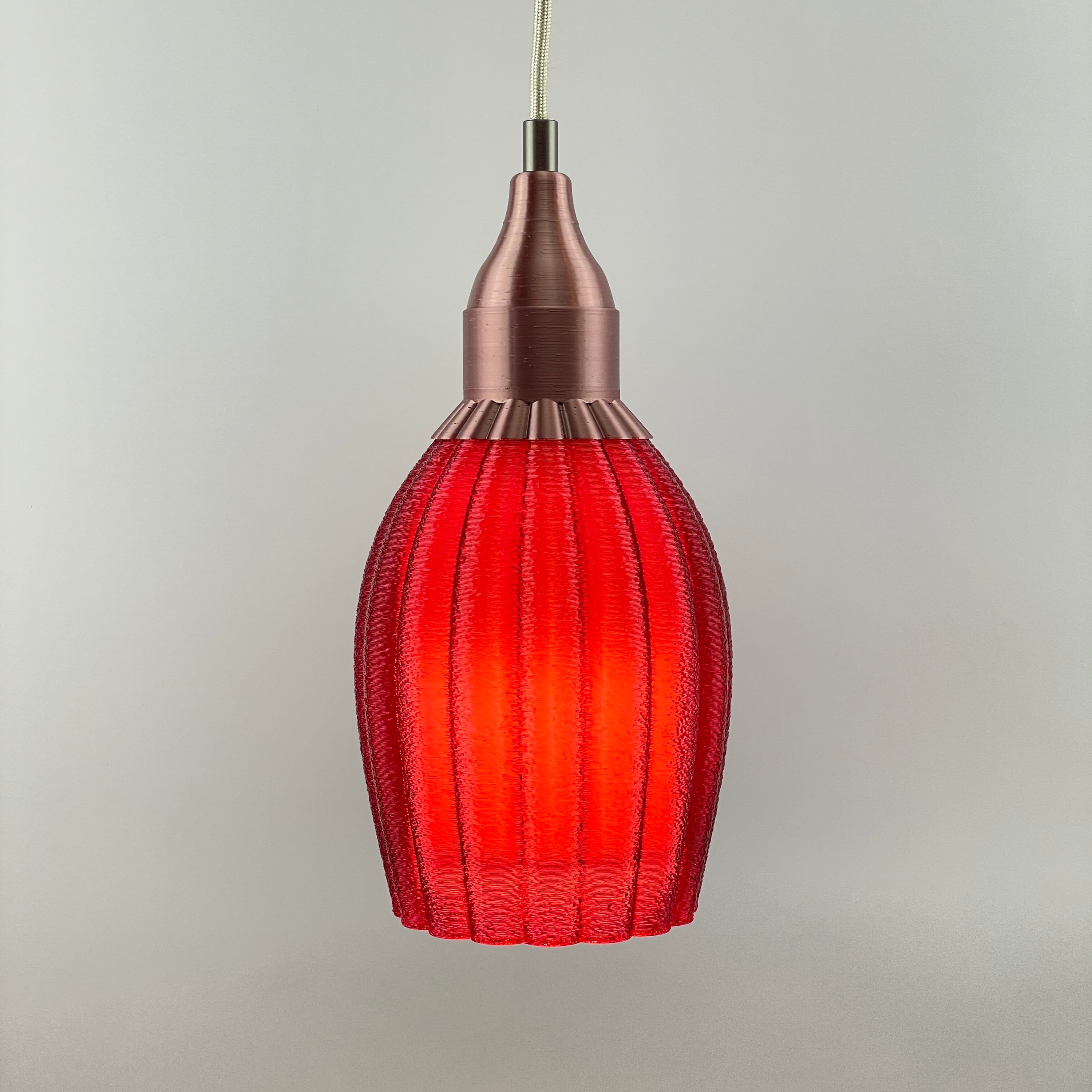 Art Deco Tulp pendant – burgundy colored transparent