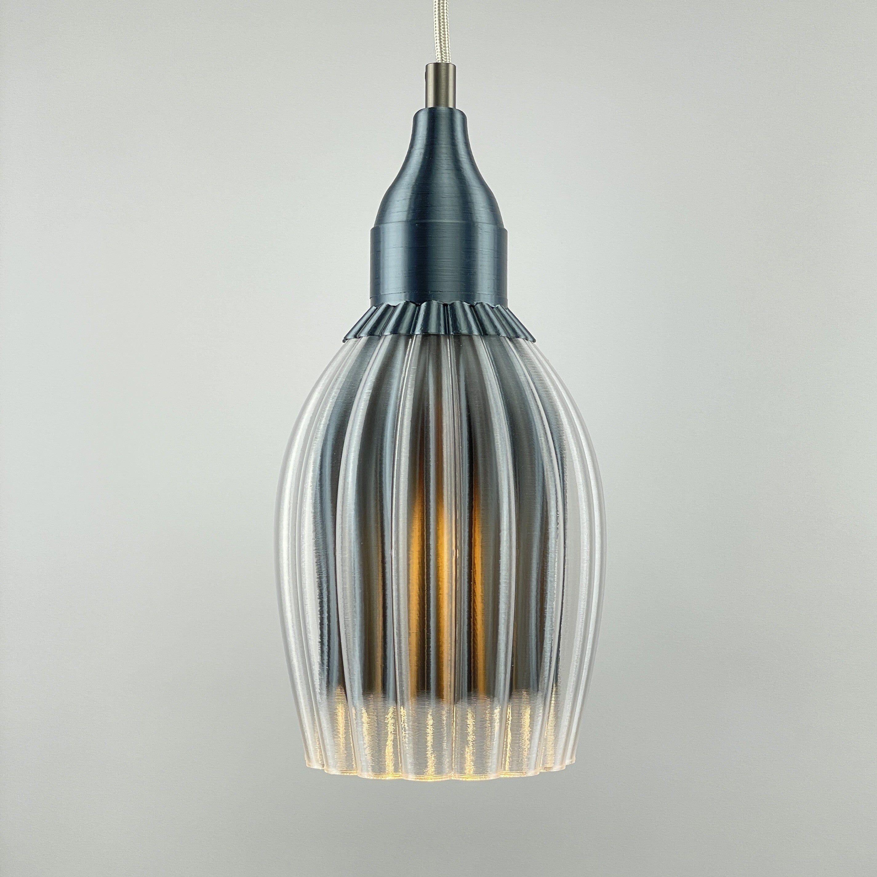 Art Deco Tulp pendant – gray metallic colored clear transparent