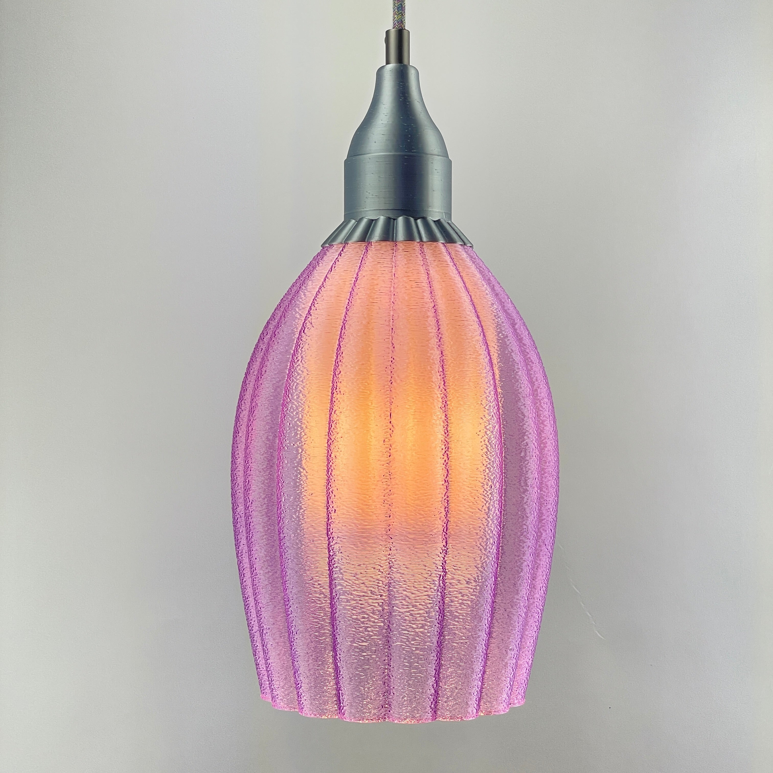 Art Deco Tulp pendant – purple colored transparent