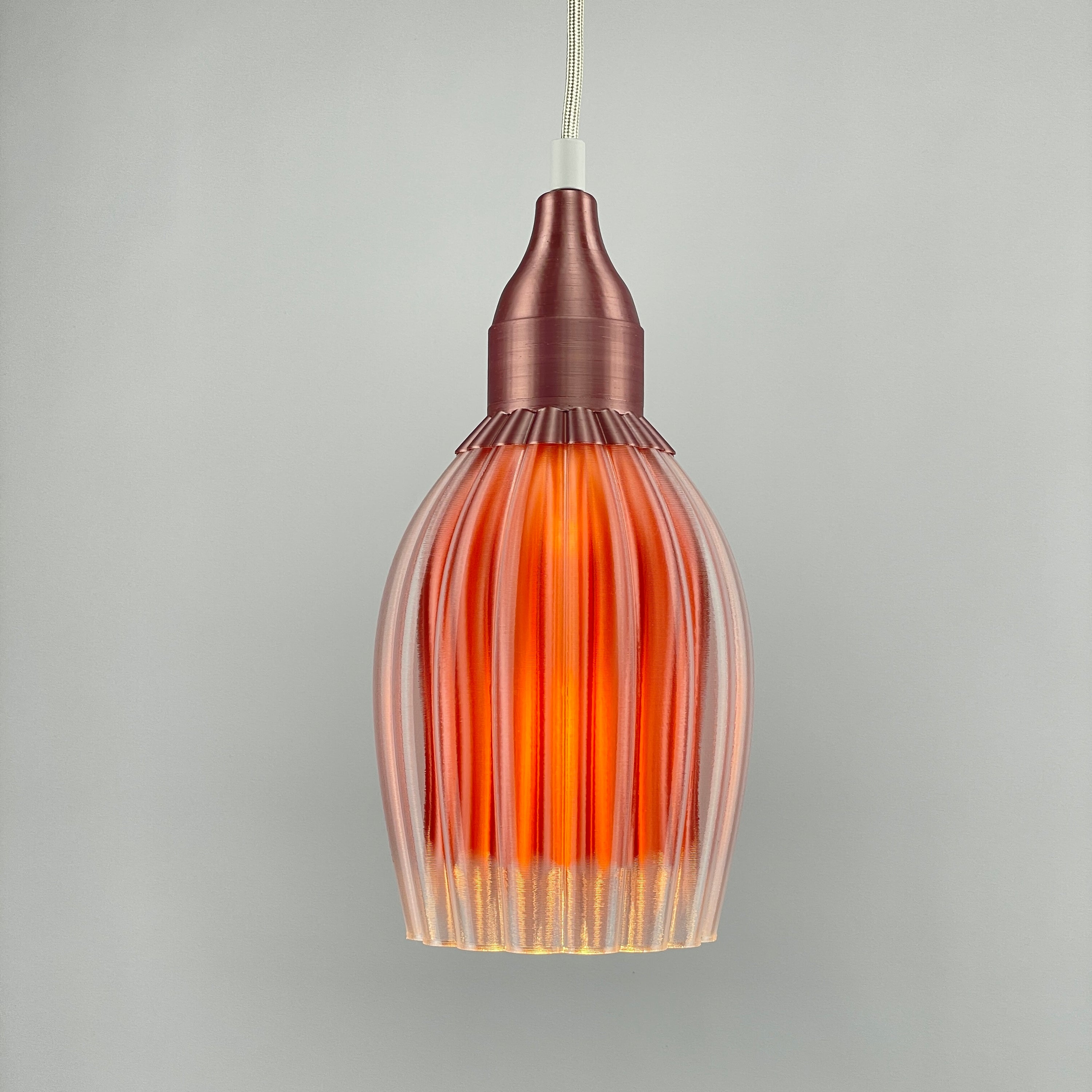 Art Deco Tulp pendant – rose gold metallic colored clear transparent
