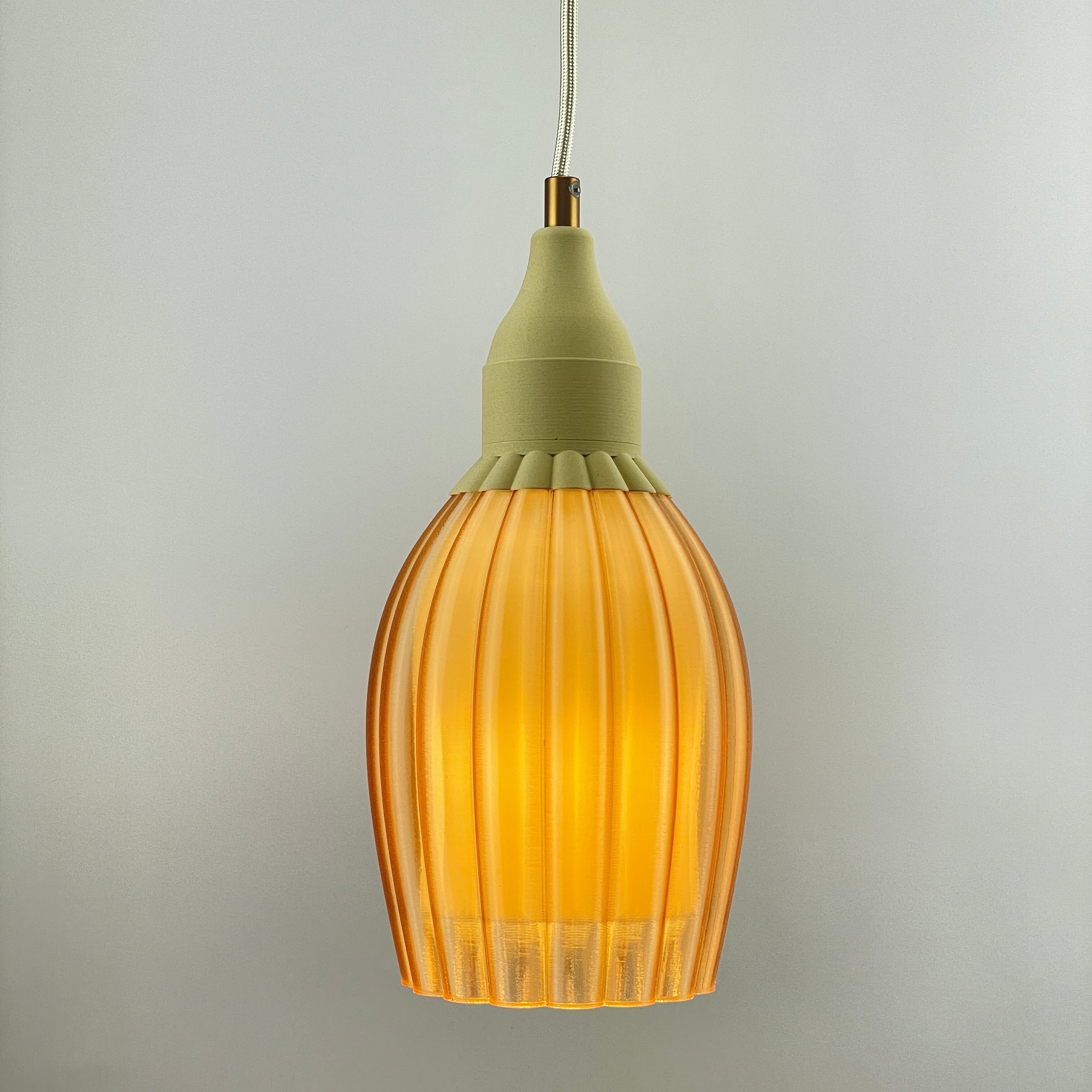 Art Deco Tulp pendant – champagne colored transparent