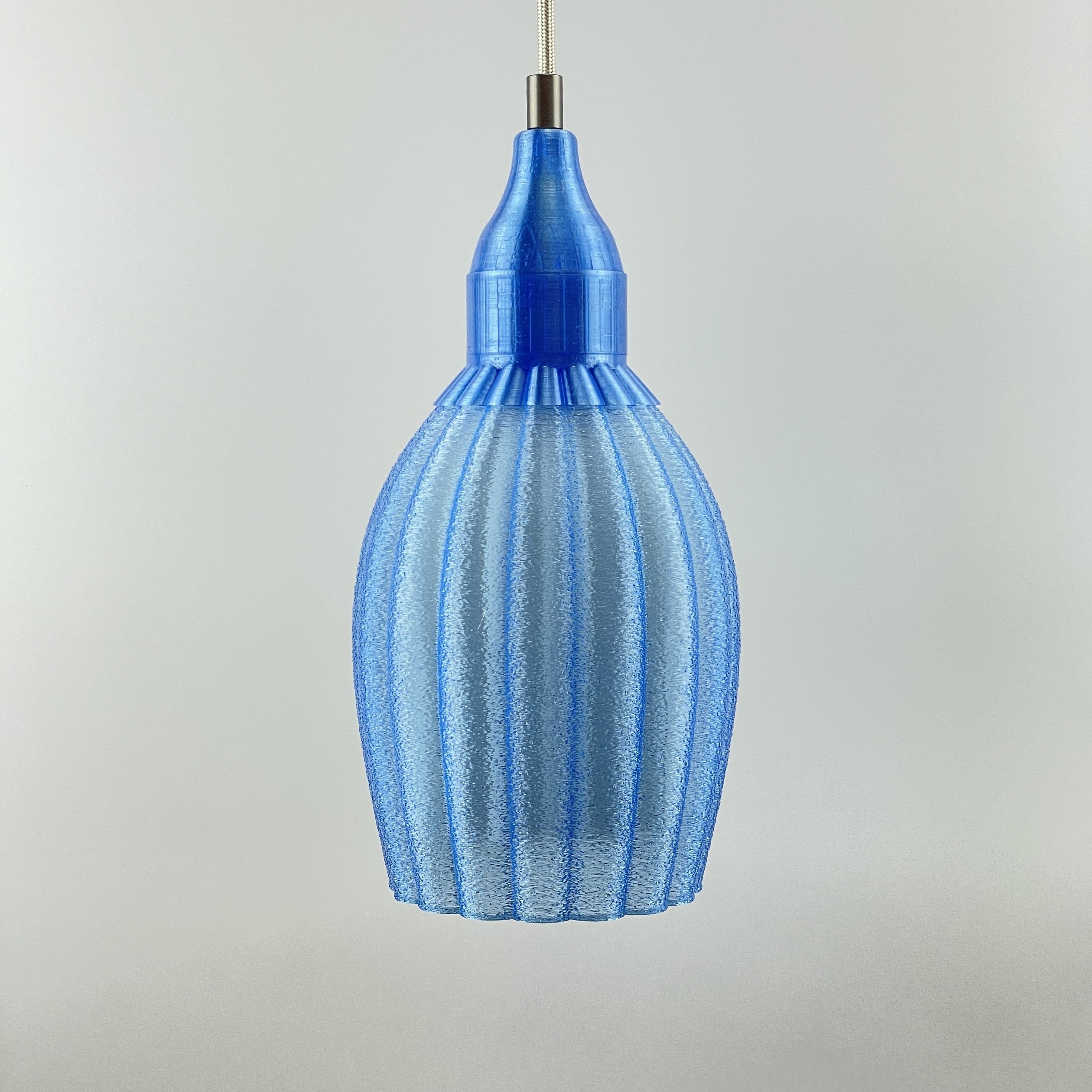 Art Deco Tulp pendant – blue colored transparent