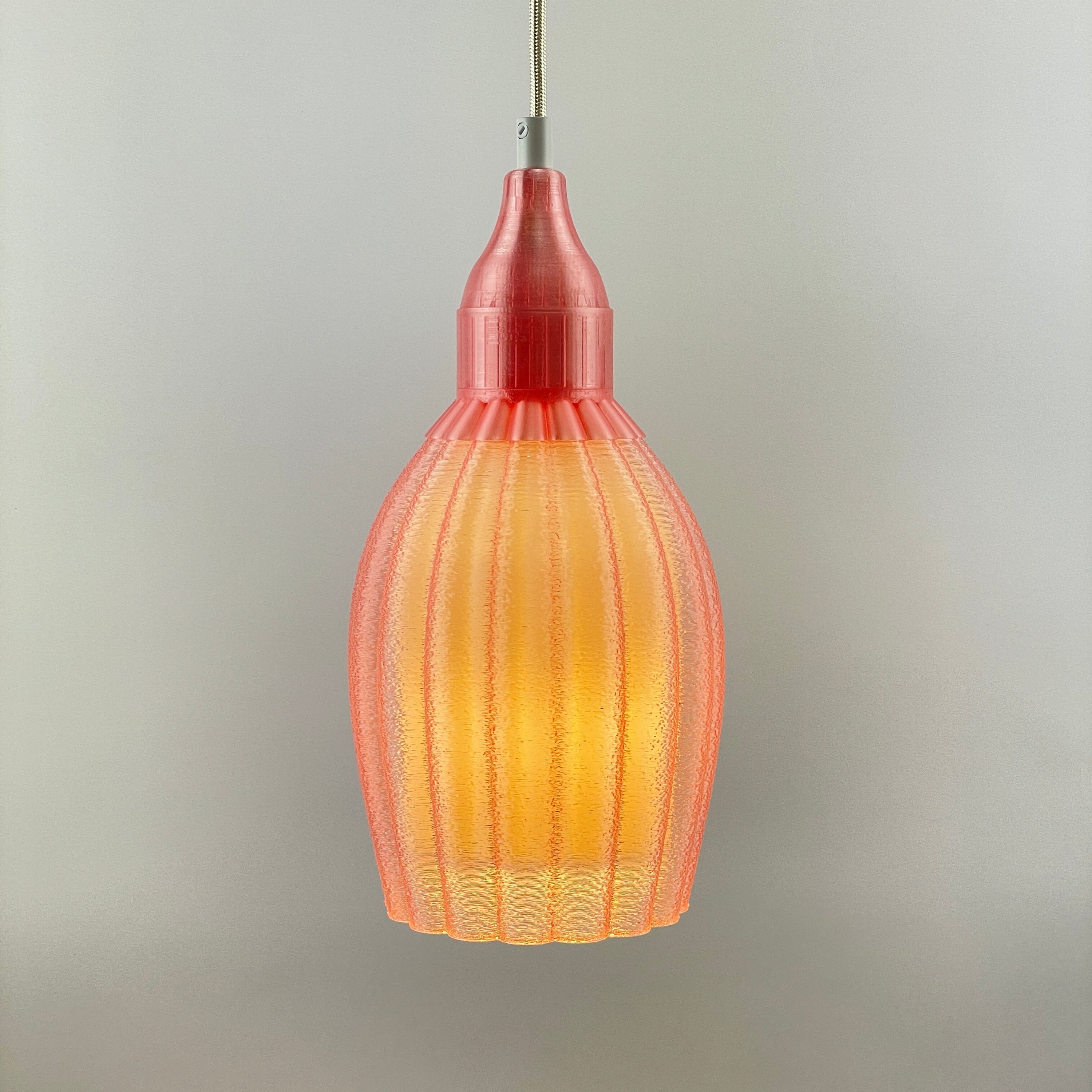 Art Deco Tulp pendant – pink colored transparent