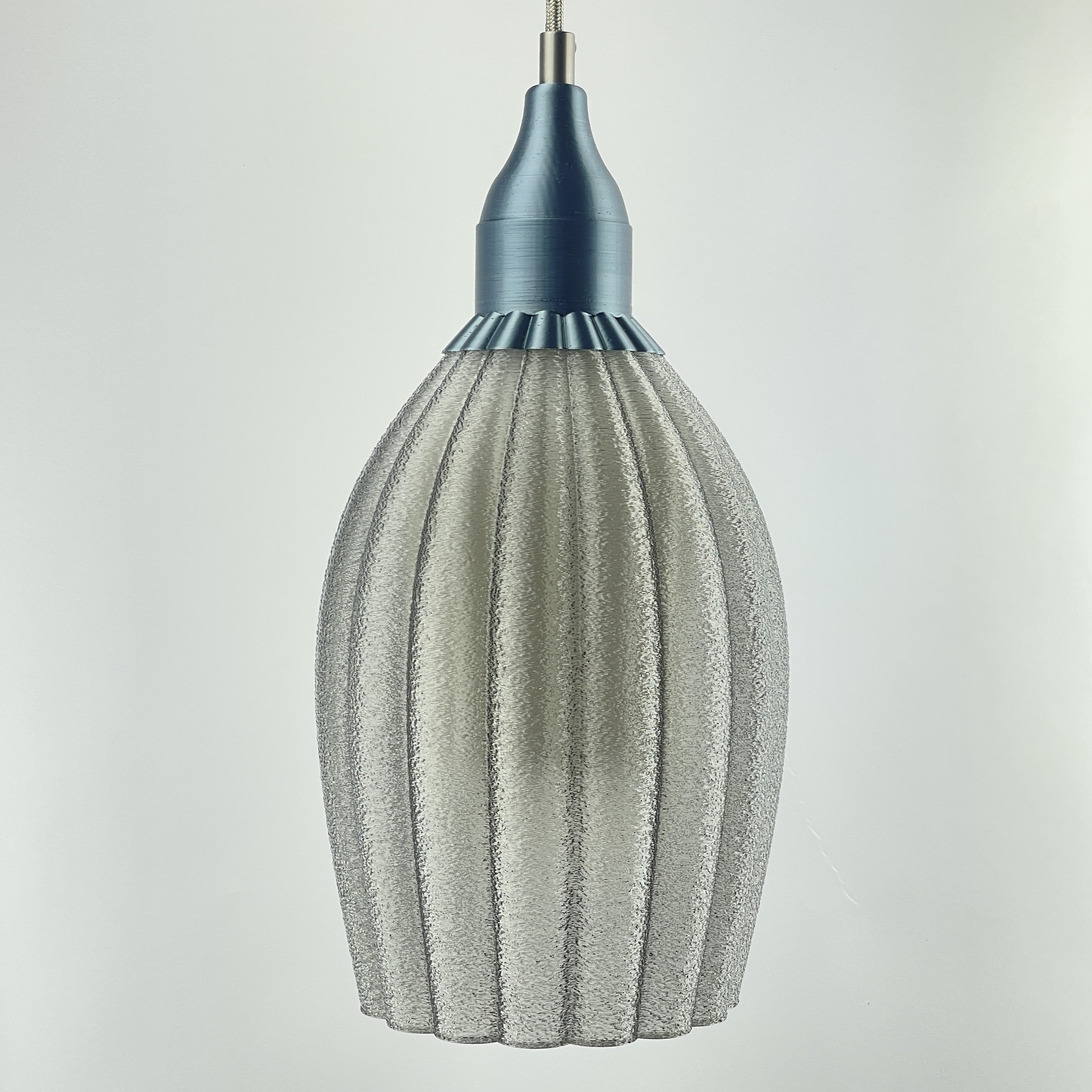 KuvaLight Art Deco Tulp Pendant LightSmoked-Transparent with White Inner Diffuser and Grey Metallic Cap Combination