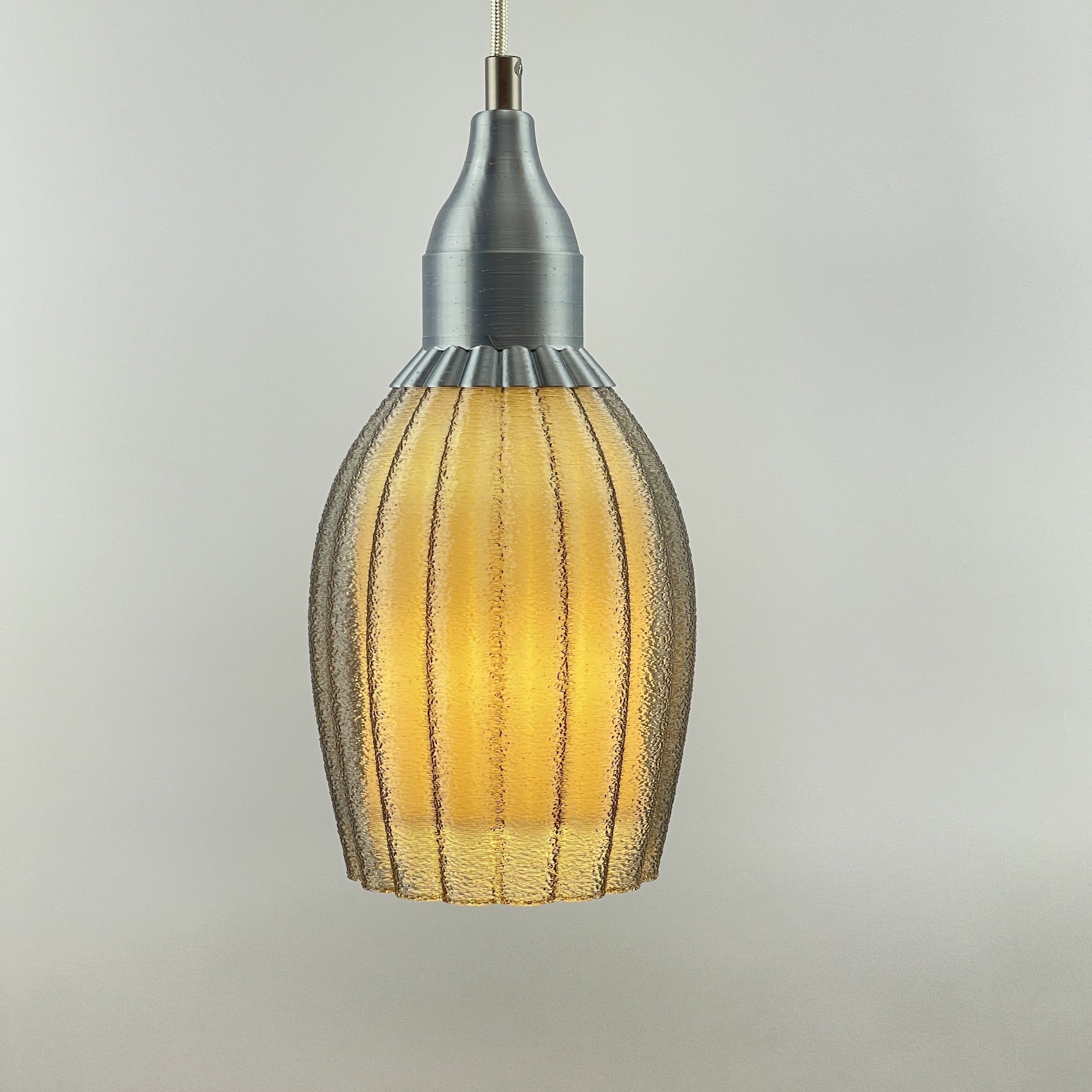 KuvaLight Art Deco Tulp Pendant LightSmoked-Transparent with White Inner Diffuser and Grey Metallic Cap Combination