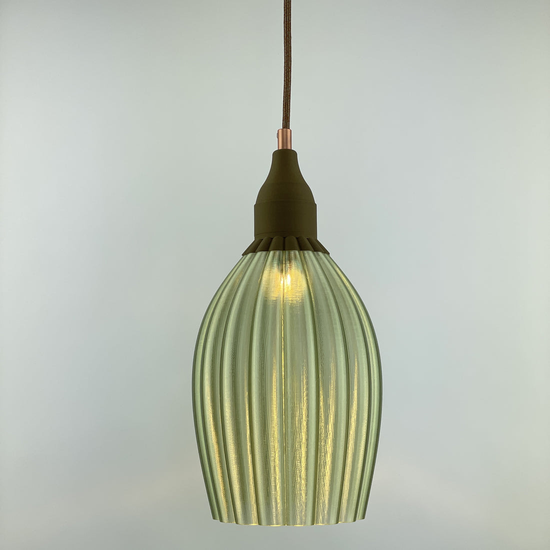 KuvaLight Art Deco Tulp Hanglamp Groen-Transparant met Keramisch-Bruine Kap Combinatie