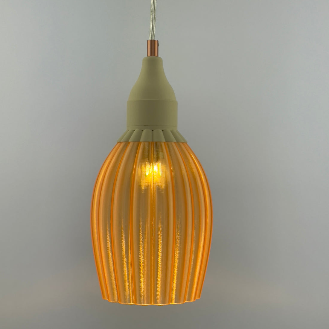 KuvaLight Art Deco Tulp Hanglamp Oranje-Transparant met Keramiek-Beige Kap Combinatie