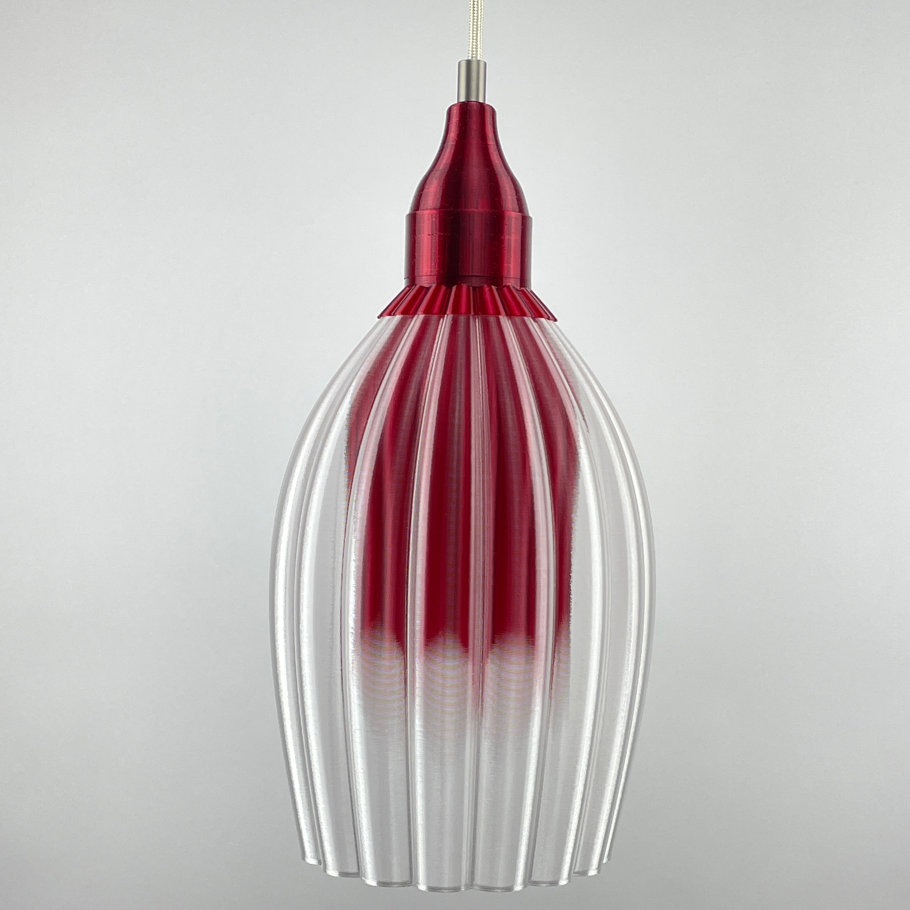 Art Deco Tulp pendant – burgundy colored clear transparent 