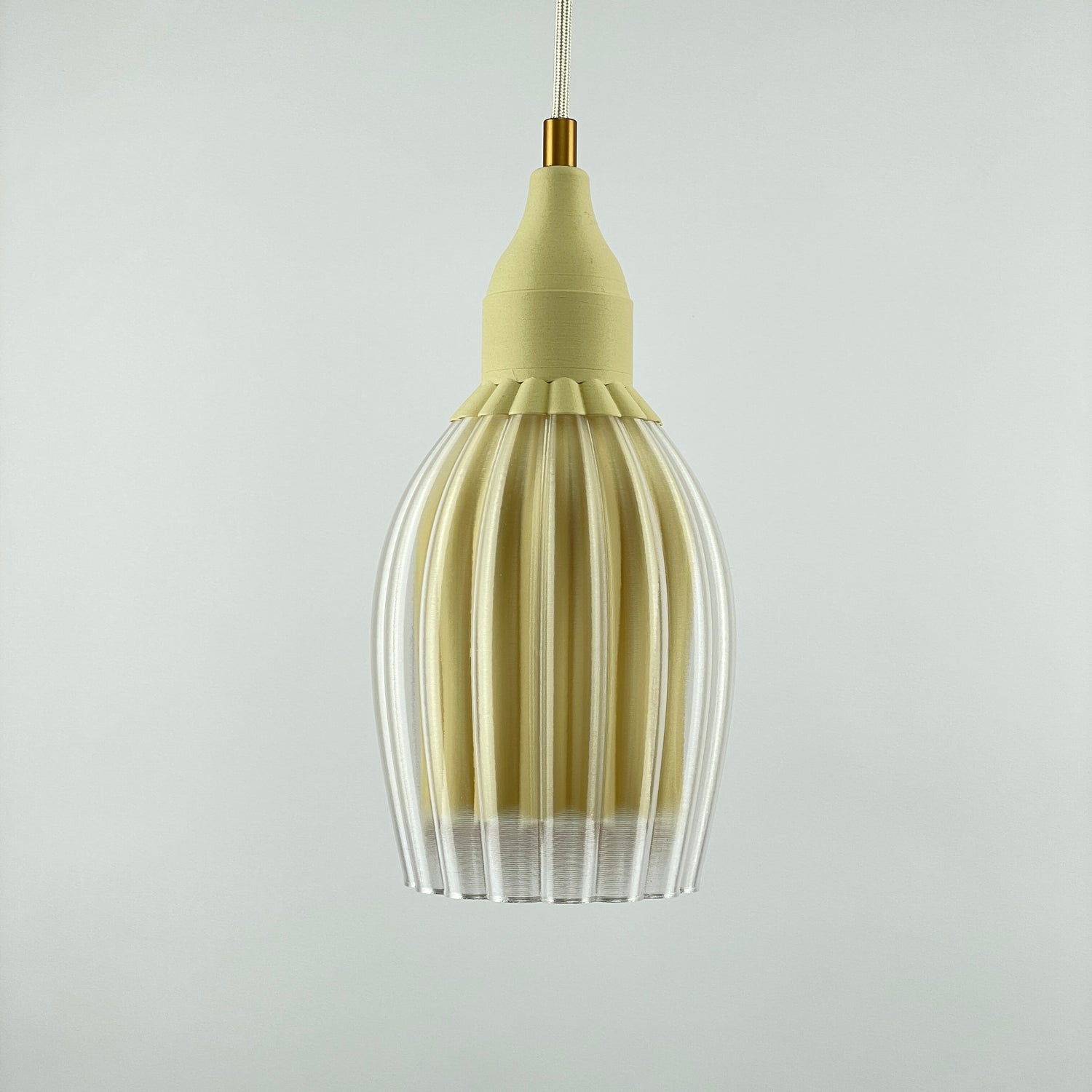 Art Deco Tulp pendant – ceramic beige colored clear transparent 