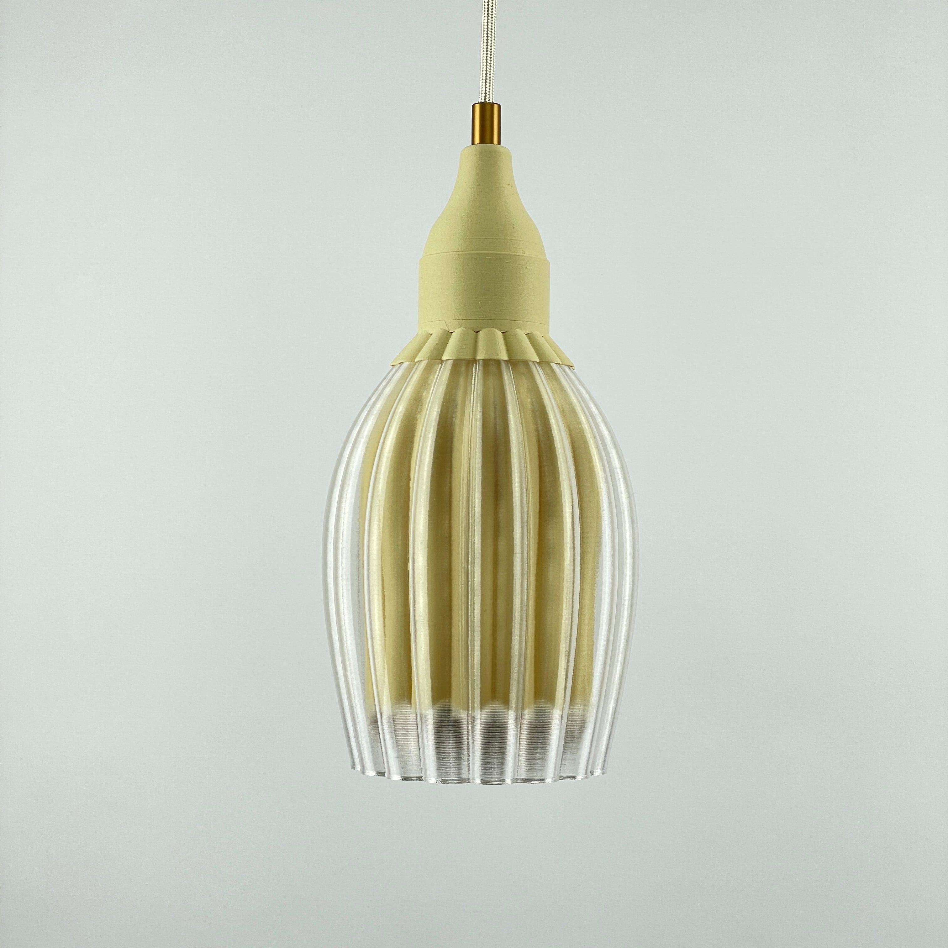 Art Deco Tulp pendant – ceramic beige colored clear transparent 