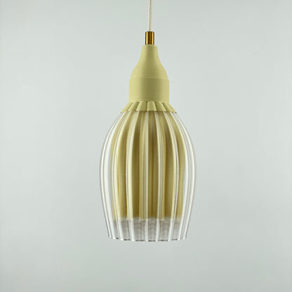 Art Deco Tulp pendant – ceramic beige colored clear transparent 