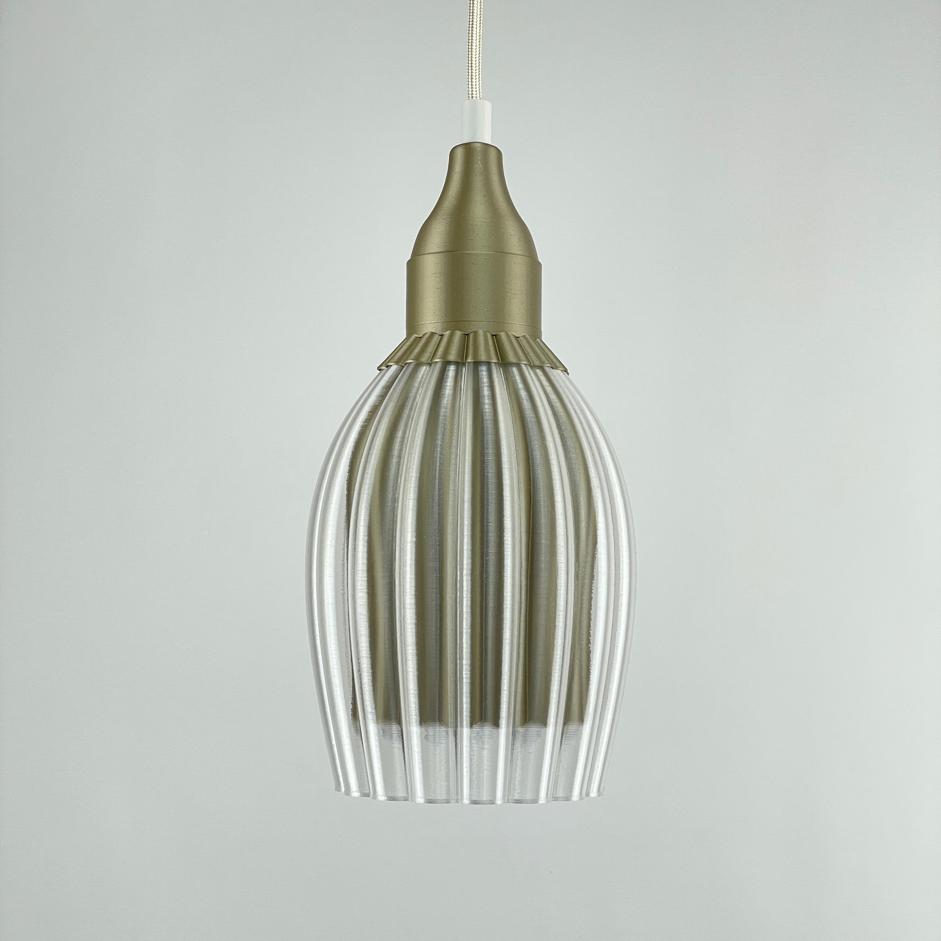 Art Deco Tulp pendant – gold metallic colored clear transparent 