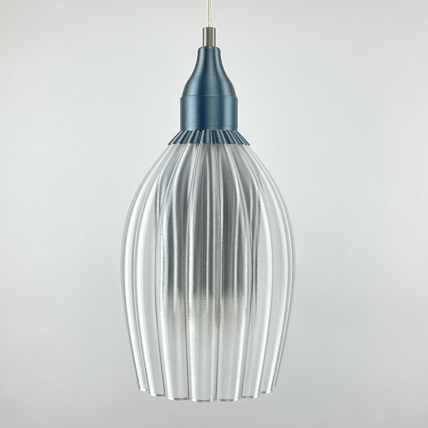 Art Deco Tulp pendant – gray metallic colored clear transparent 