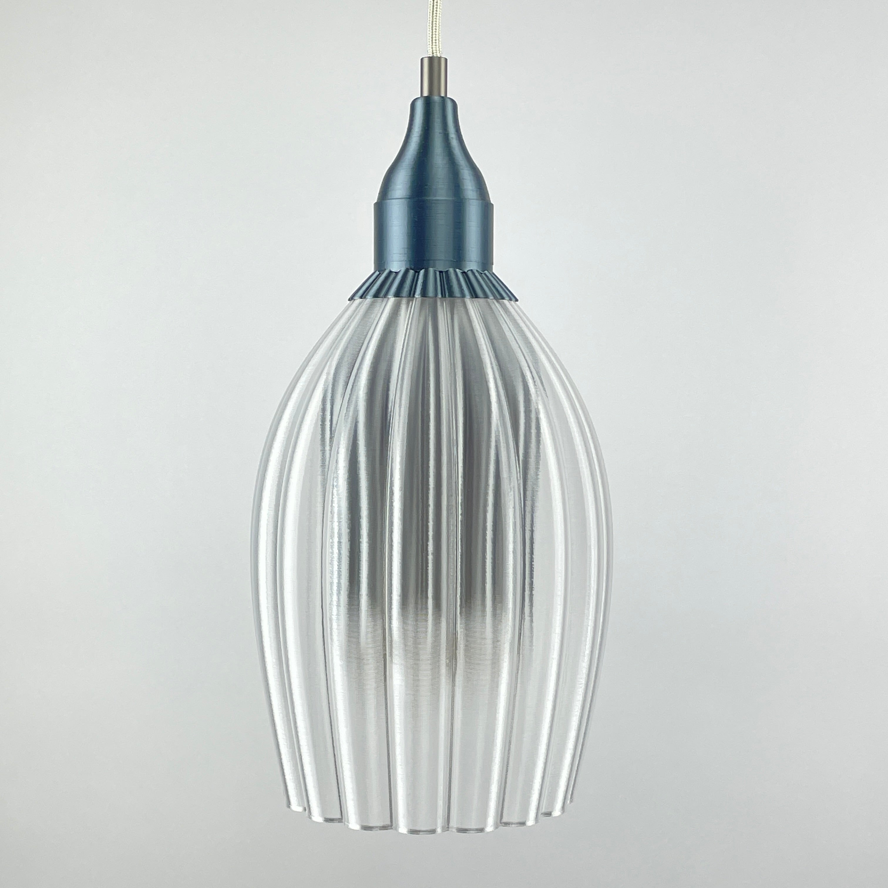 Art Deco Tulp pendant – gray metallic colored clear transparent 