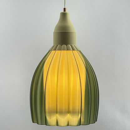 Art Deco  XXL Tulp pendant – green colored transparent 