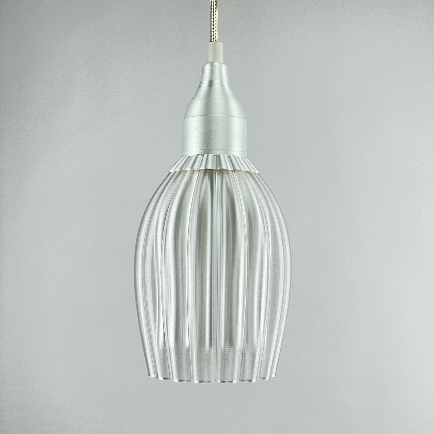 Art Deco Tulp pendant – pearl-white colored clear transparent 