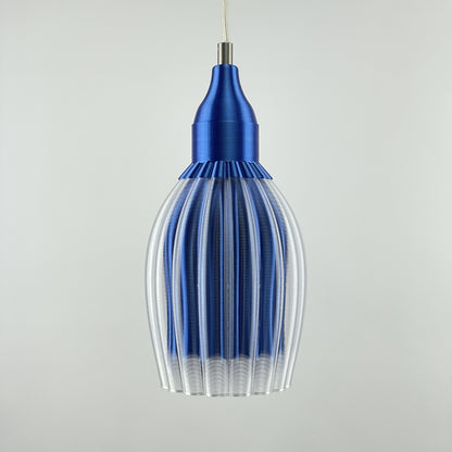 Art Deco Tulp pendant – royal blue metallic colored clear transparent 