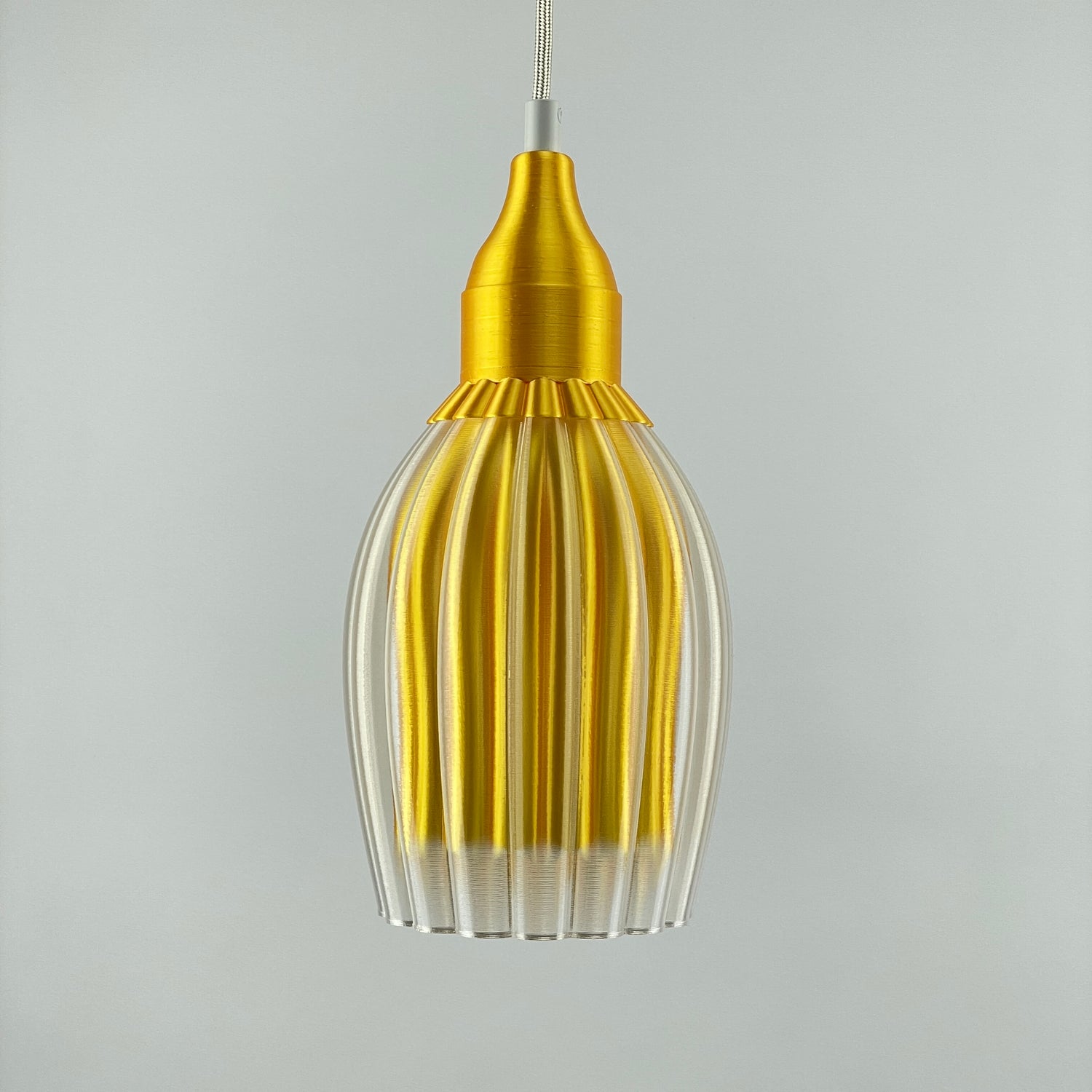 Art Deco Tulp pendant – yellow metallic colored clear transparent 