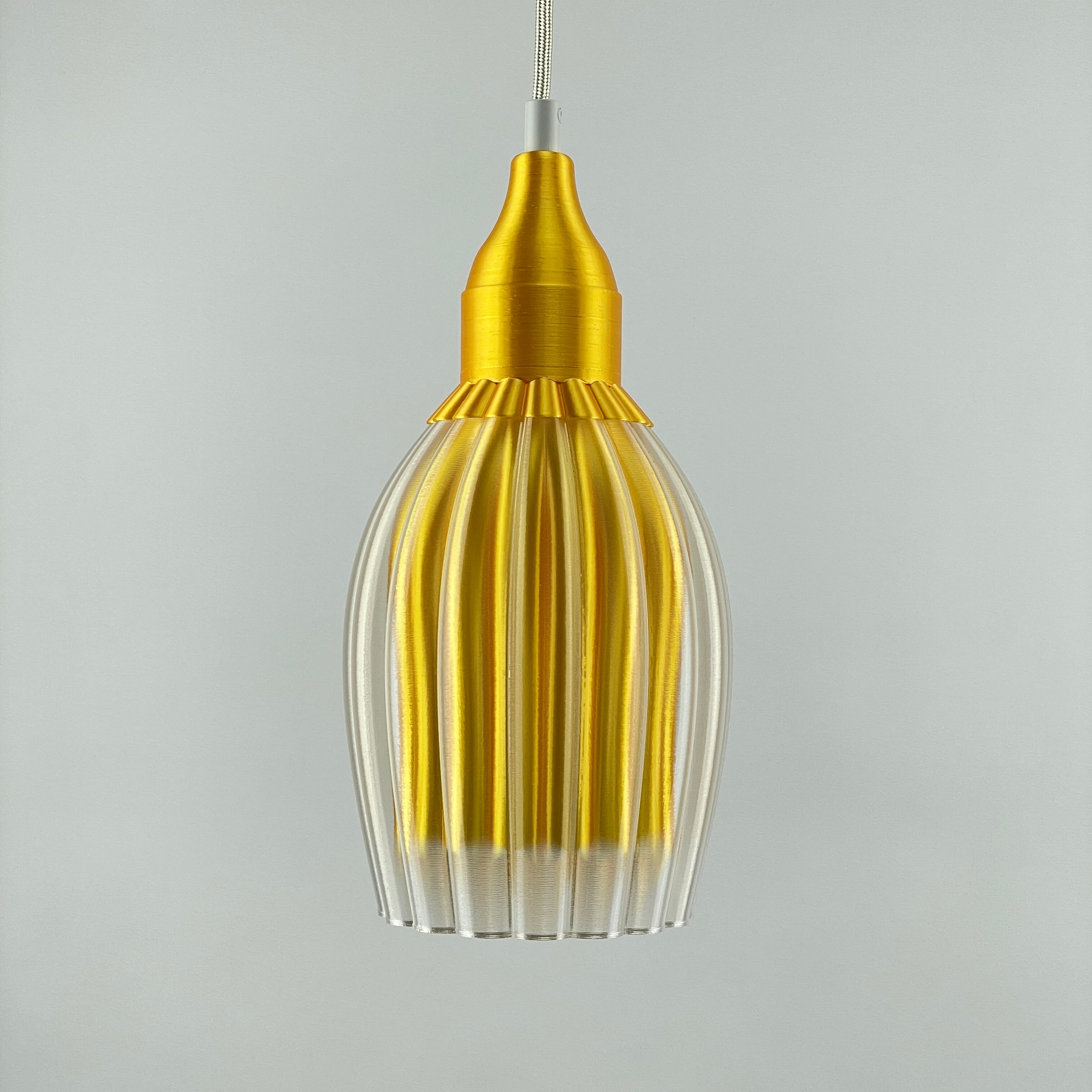 Art Deco Tulp pendant – yellow metallic colored clear transparent 