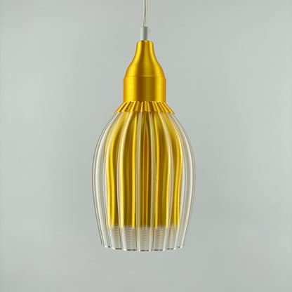 Art Deco Tulp pendant – yellow metallic colored clear transparent 