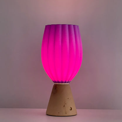 KuvaLight_Rechargeable_Tulp_Light_Purple-_Solid_Natural_Wood_Base_ON 