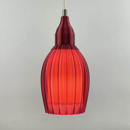 Art Deco Tulp pendant – burgundy colored transparent 